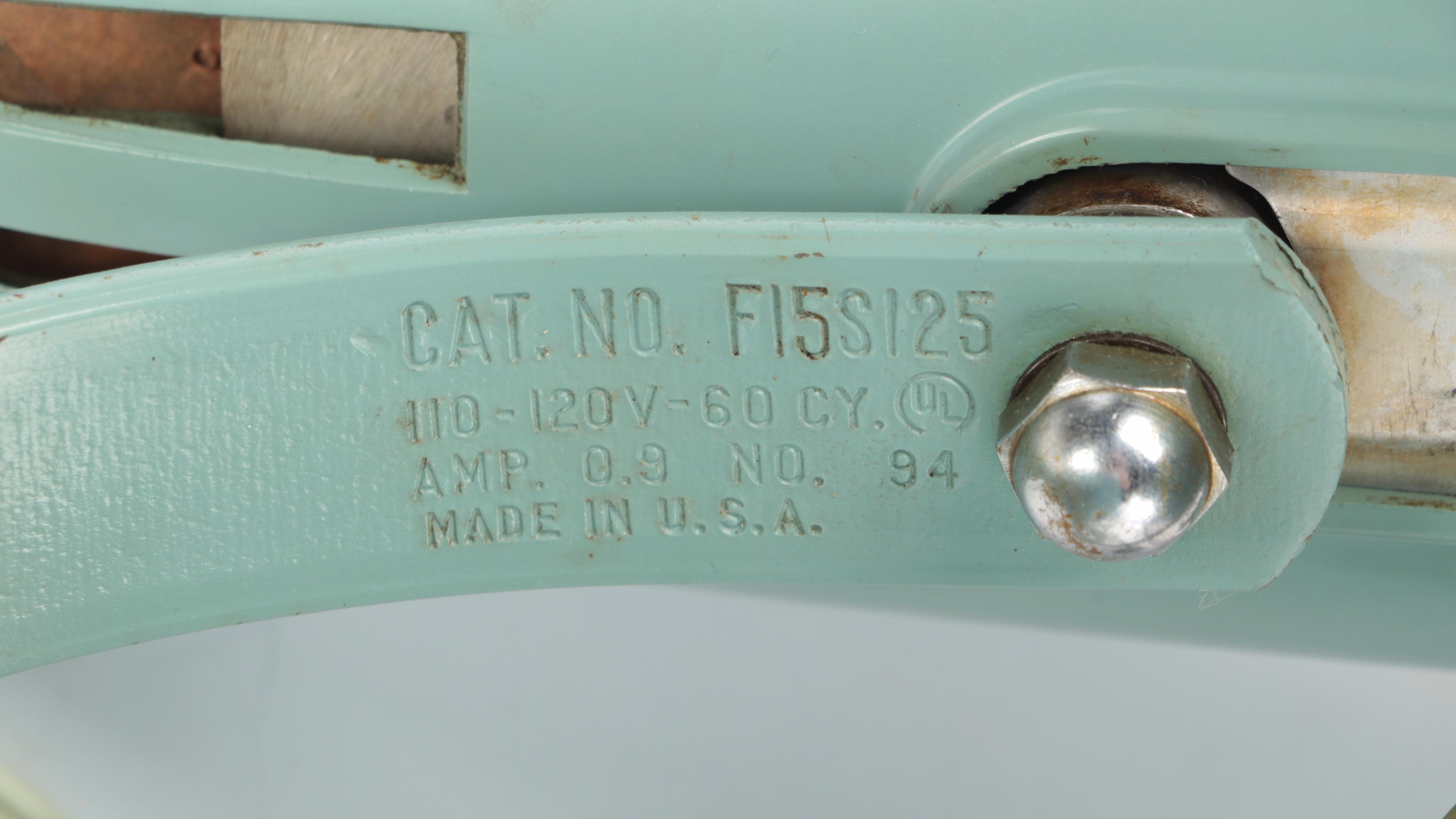 General Electric Mint Green Desk Fan, Mid-20th Century