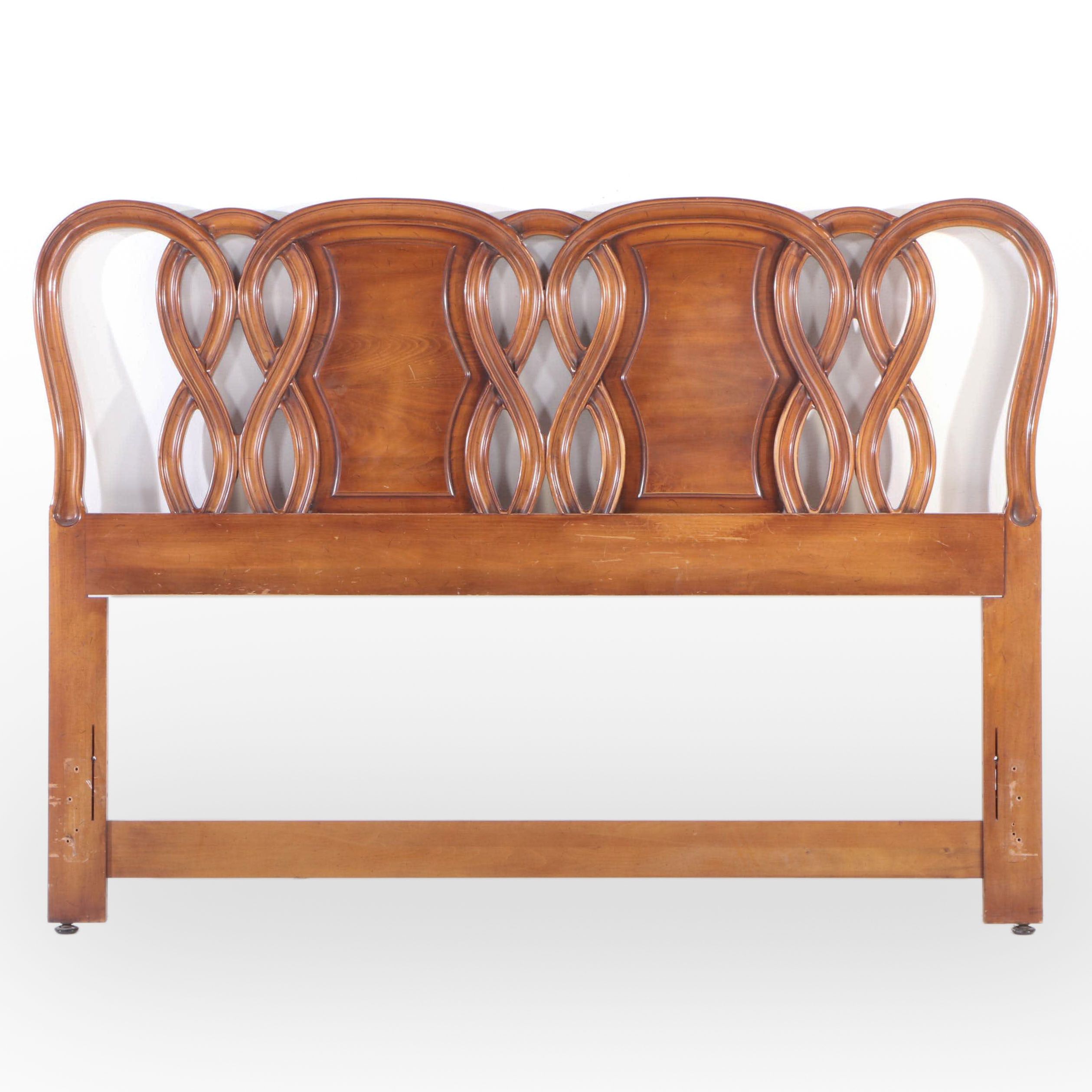 Mid Century Modern Hardwood Queen Size Headboard