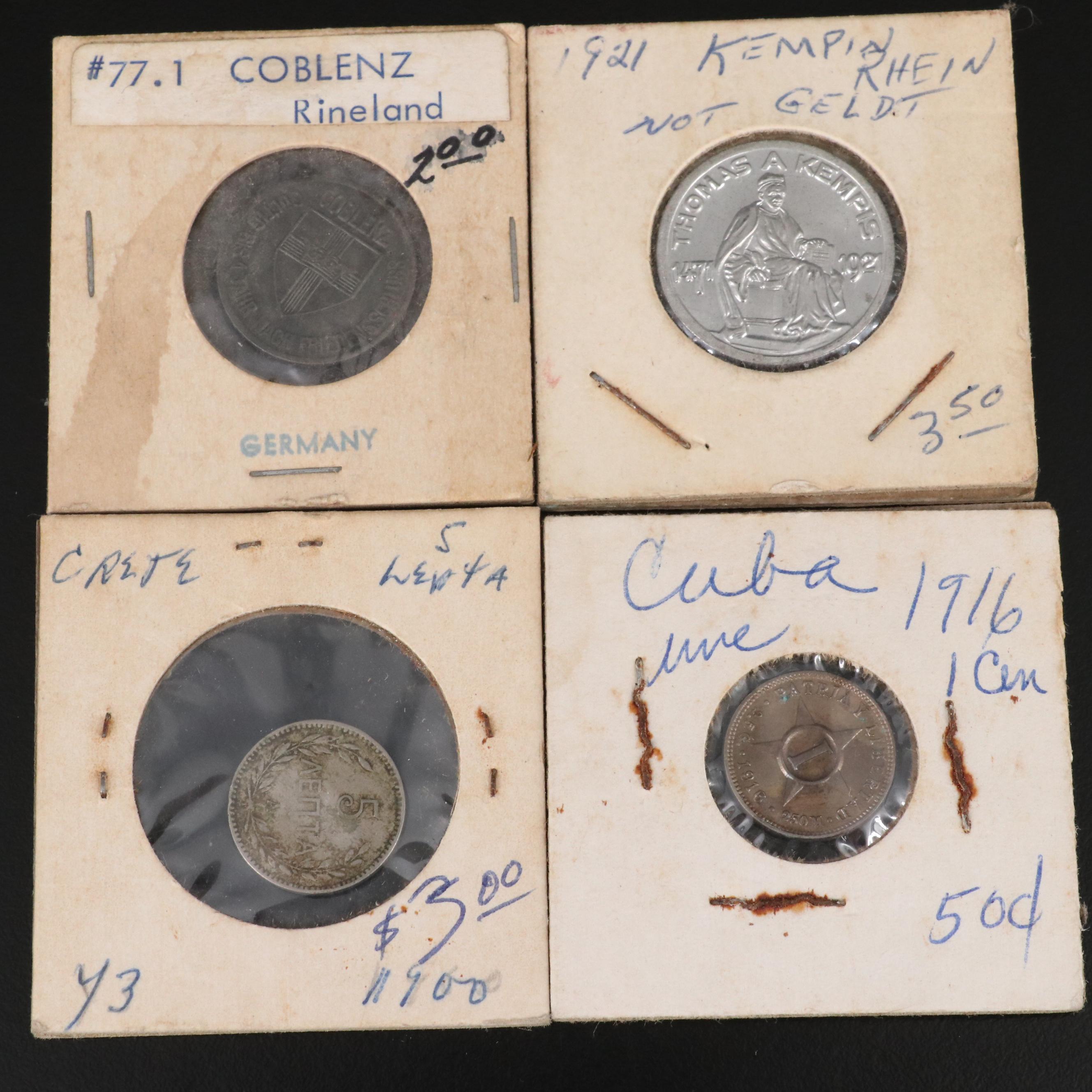 Group of Thirty-Four World Copper and Silver Coins in 2x2 Holders