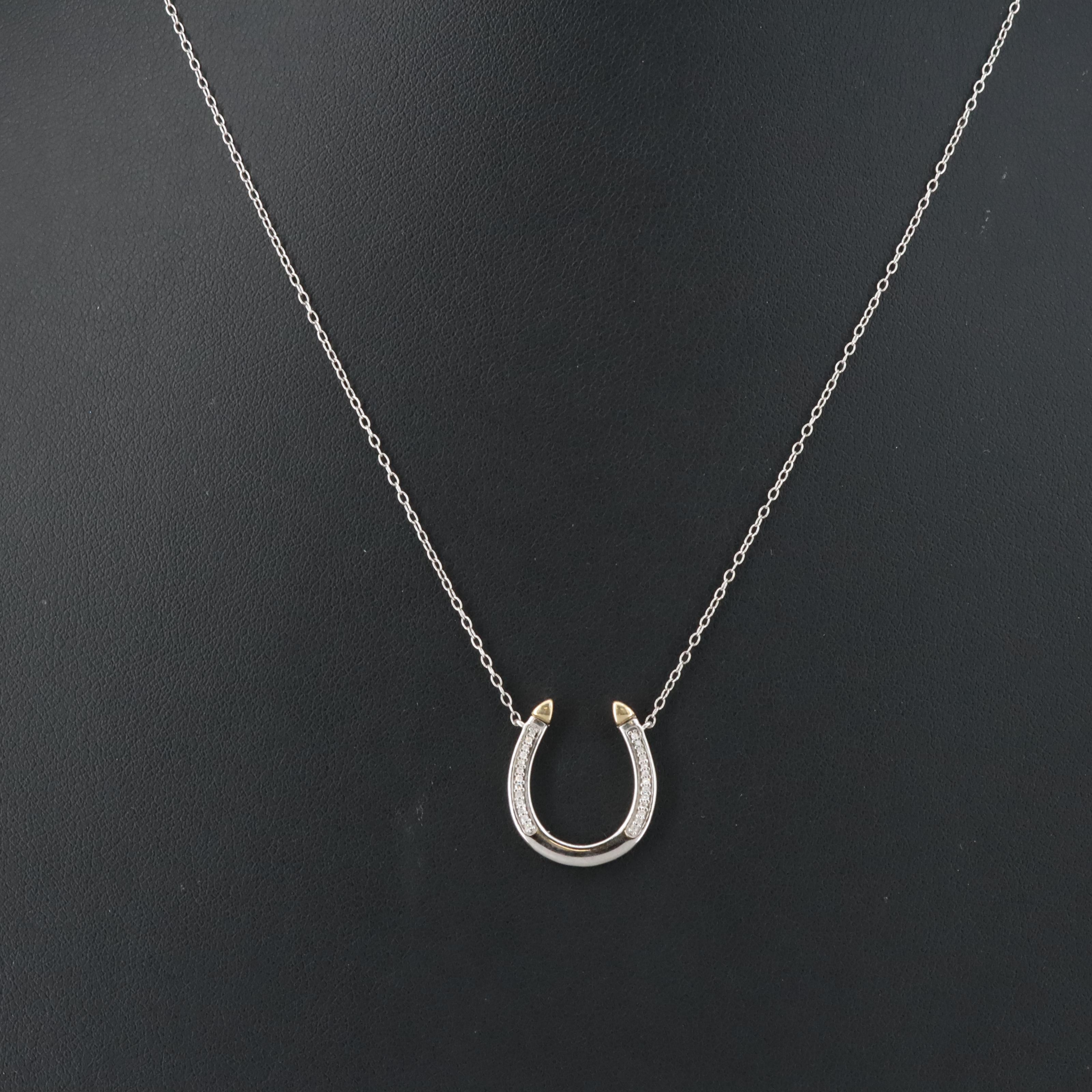 Sterling Diamond Horseshoe Necklace