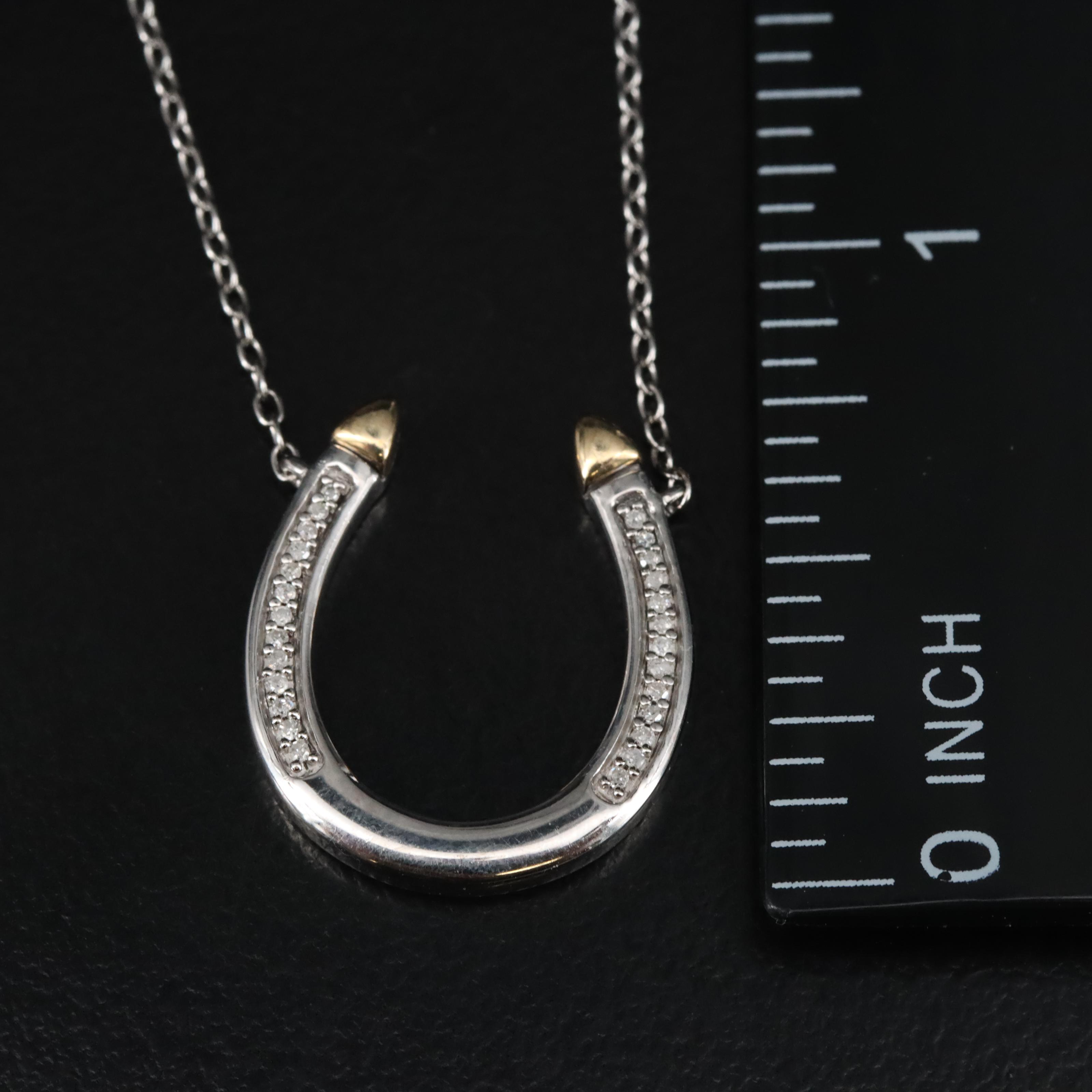 Sterling Diamond Horseshoe Necklace