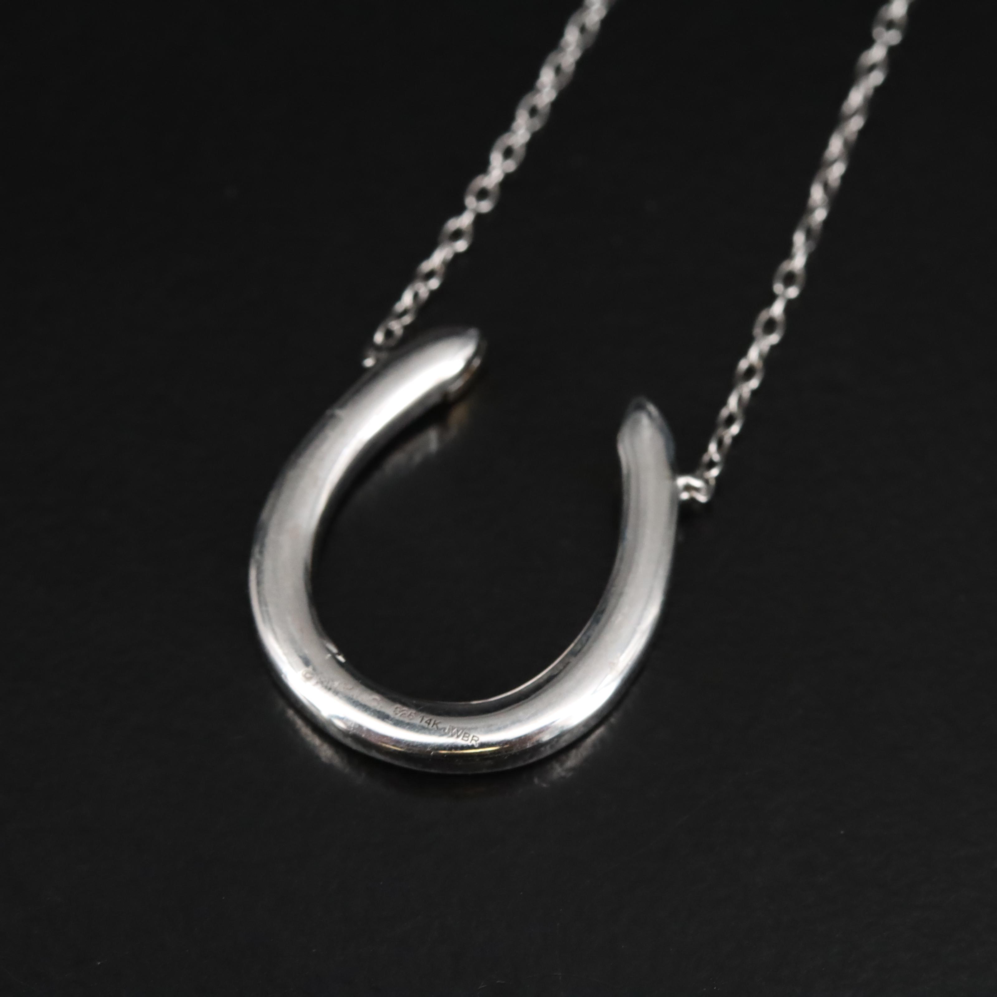 Sterling Diamond Horseshoe Necklace