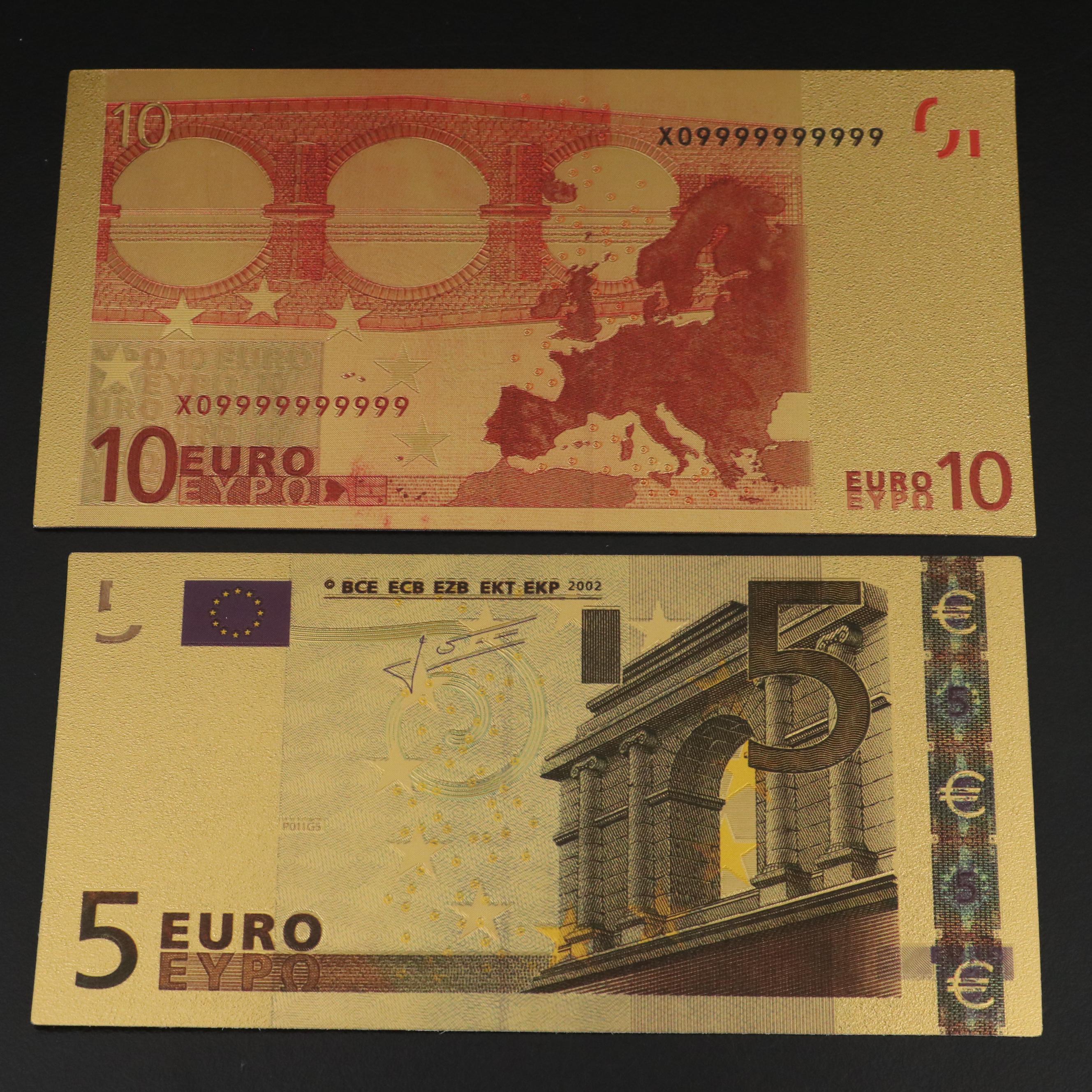 Group of 24K Gold Foil Currency Reproductions