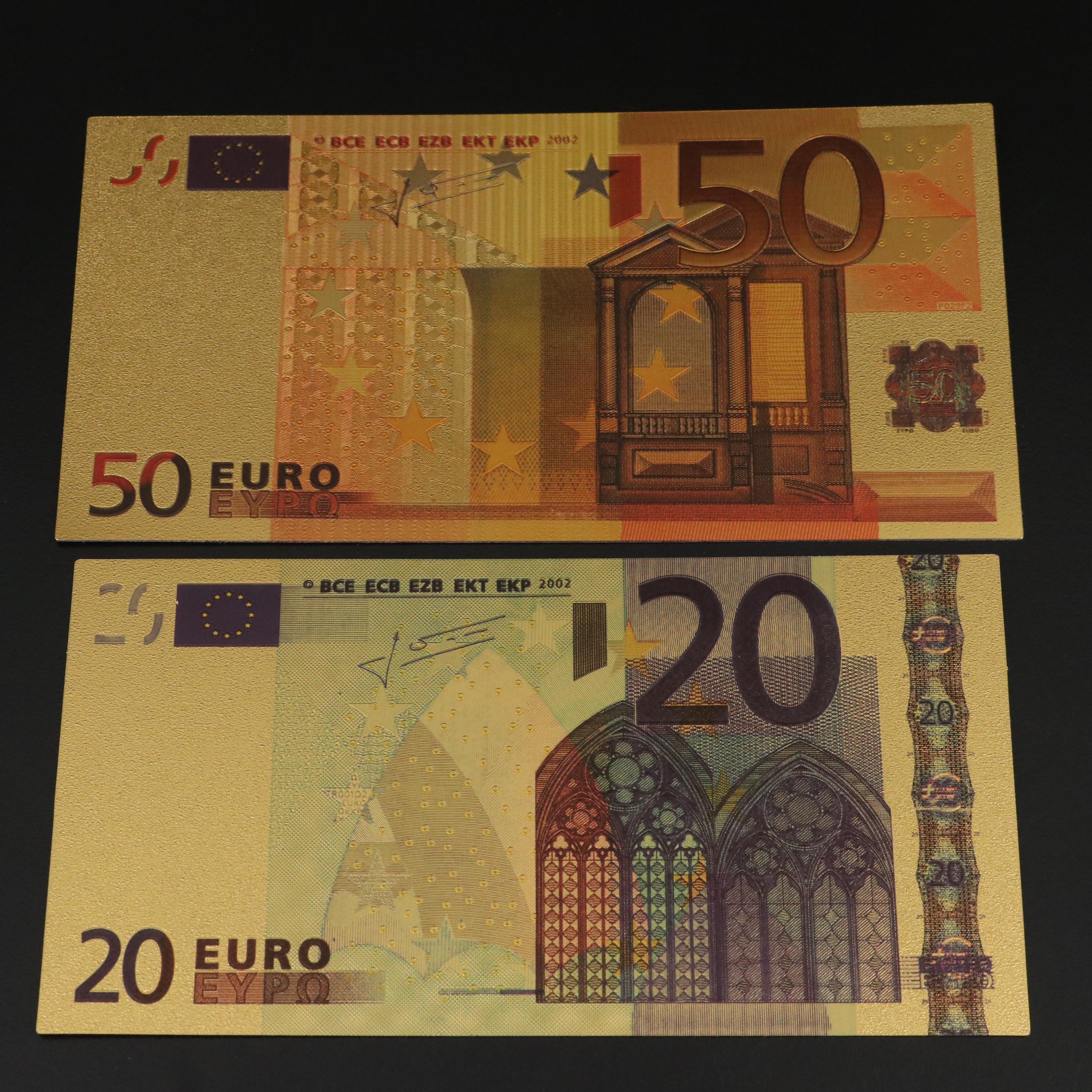 Group of 24K Gold Foil Currency Reproductions