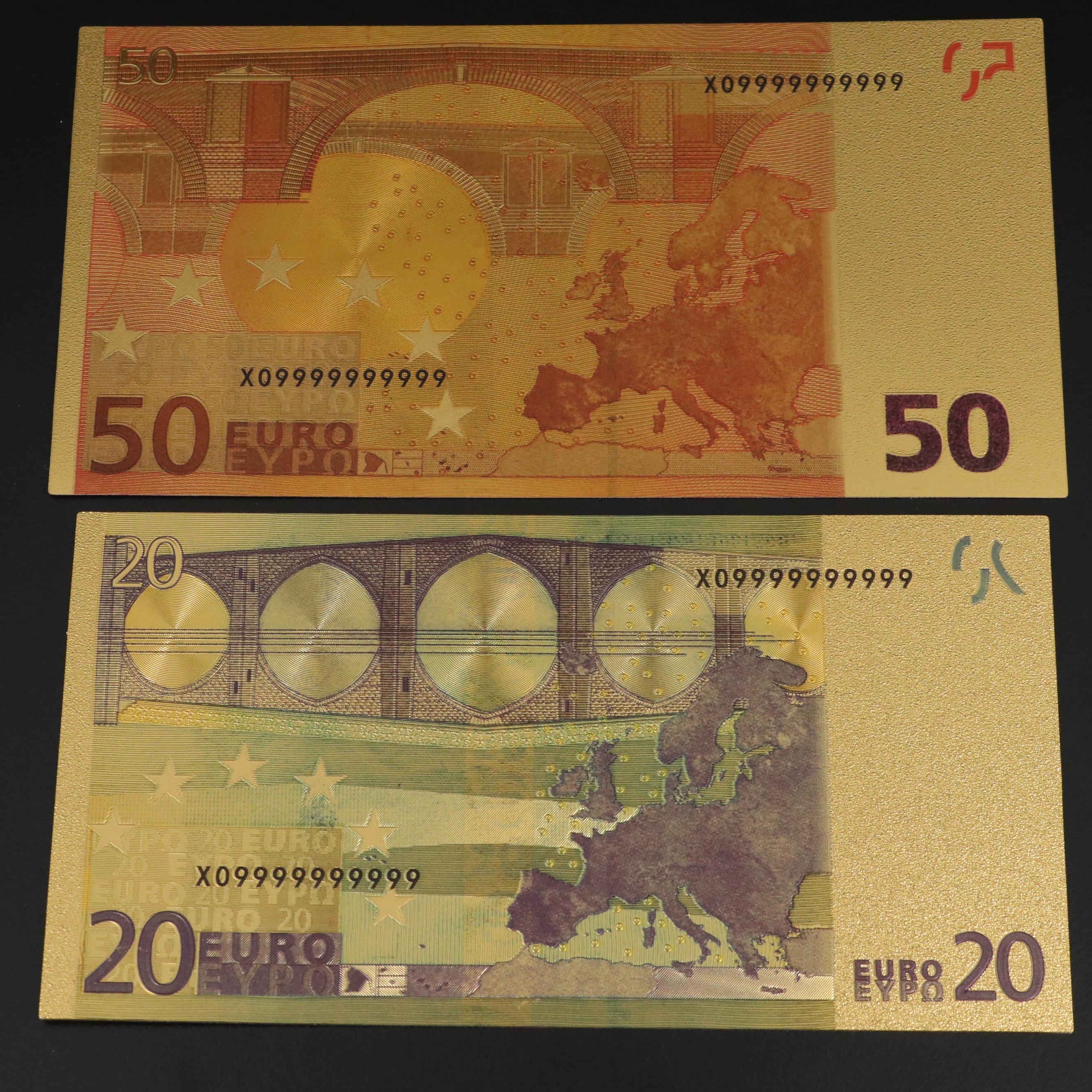 Group of 24K Gold Foil Currency Reproductions