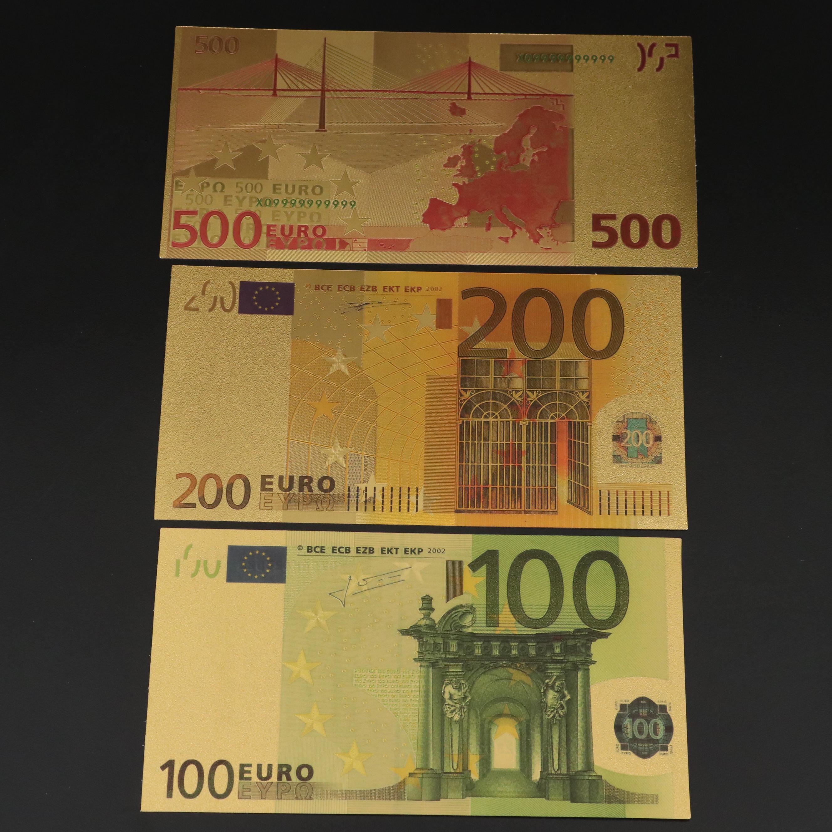 Group of 24K Gold Foil Currency Reproductions