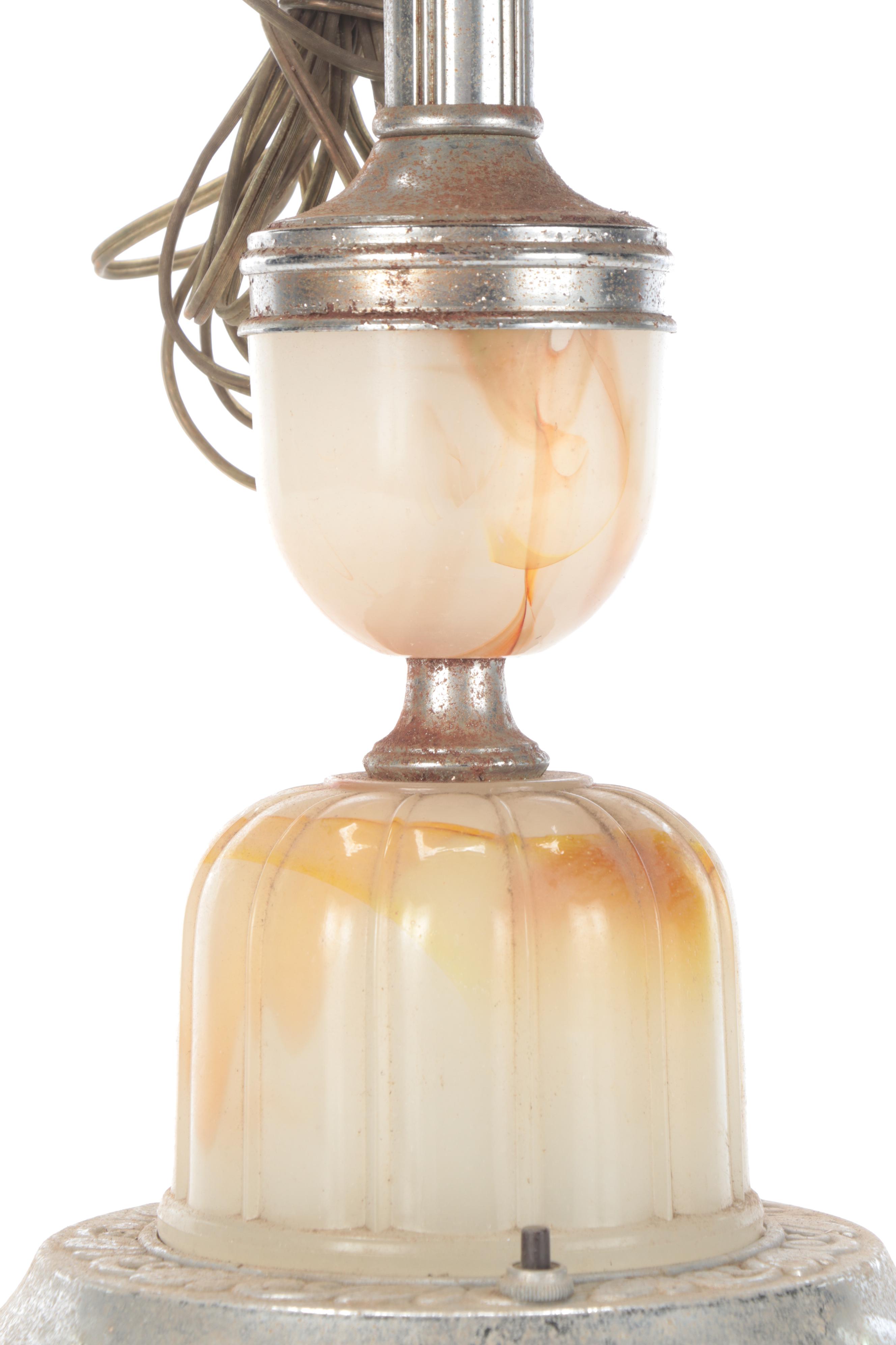 Art Deco Aluminum and Glass Lighted Smoking Stand, 1930s