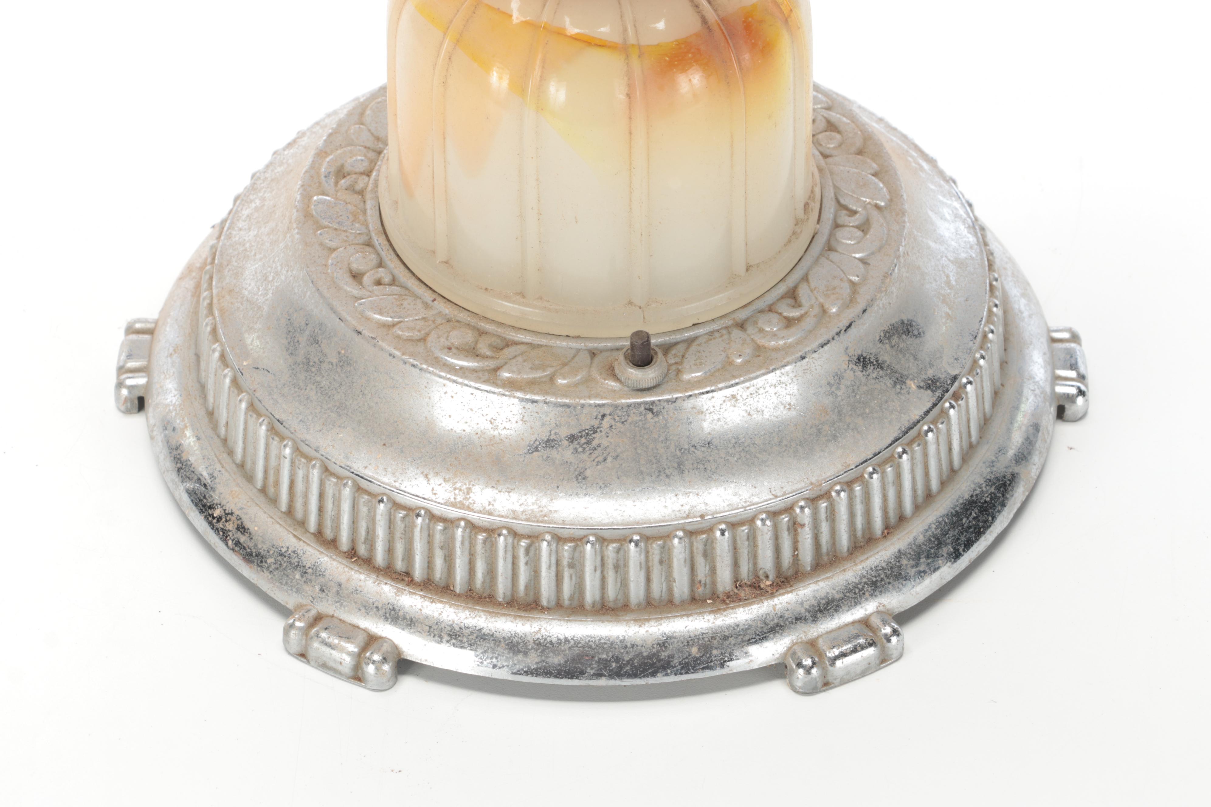 Art Deco Aluminum and Glass Lighted Smoking Stand, 1930s