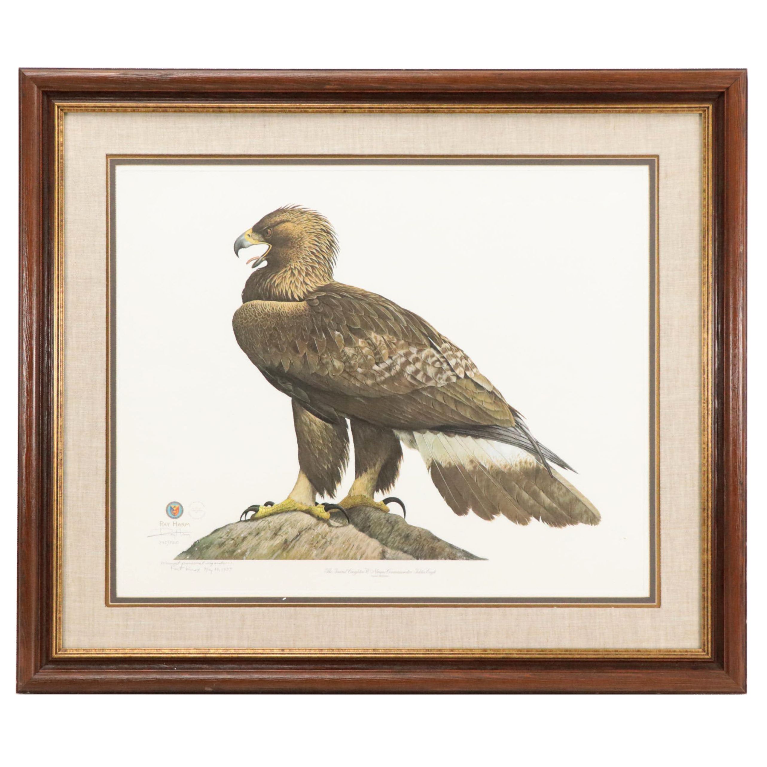 Ray Harm Offset Lithograph of Golden Eagle, 1999