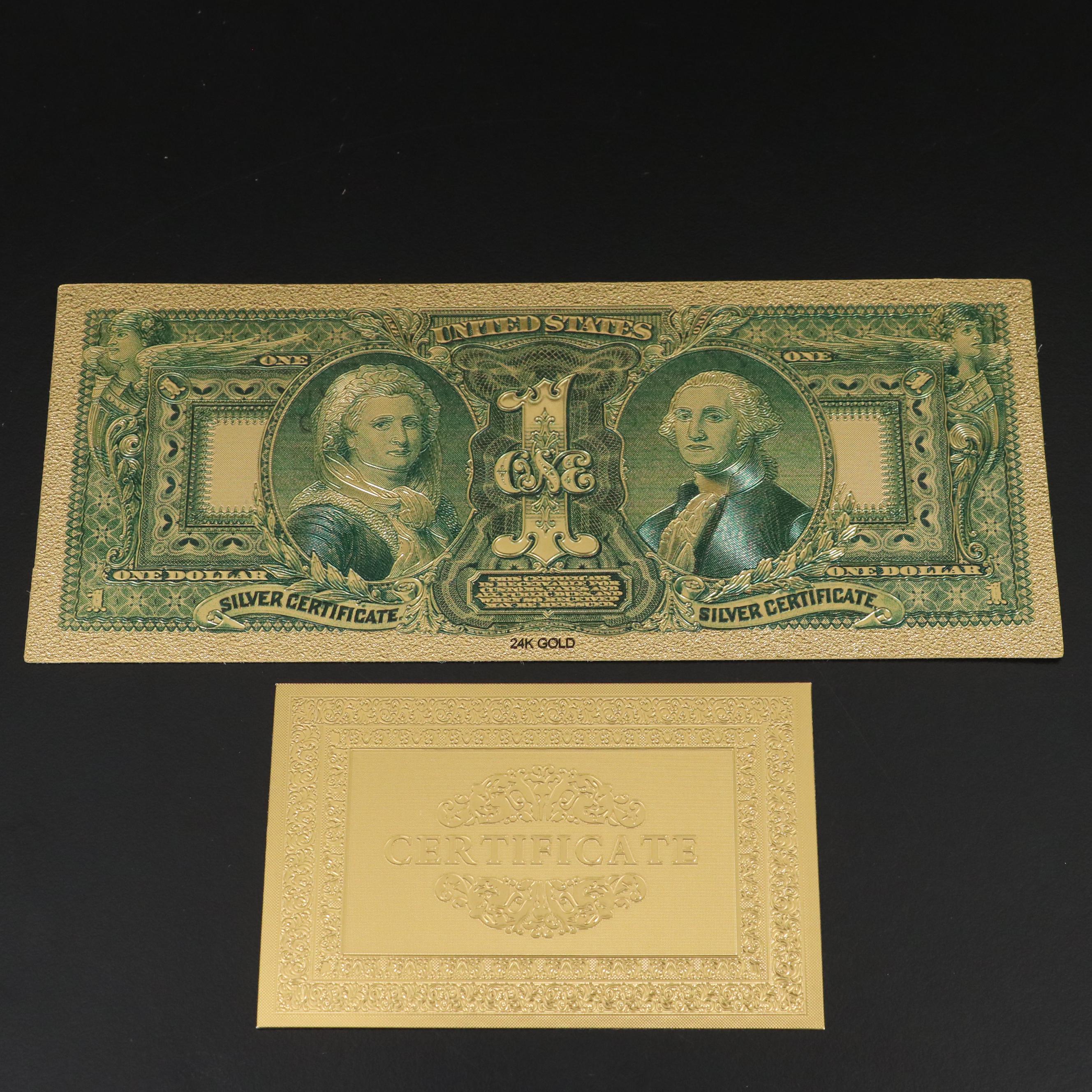 Seven-Piece 24K Gold Foil U.S. Banknotes Replica Set