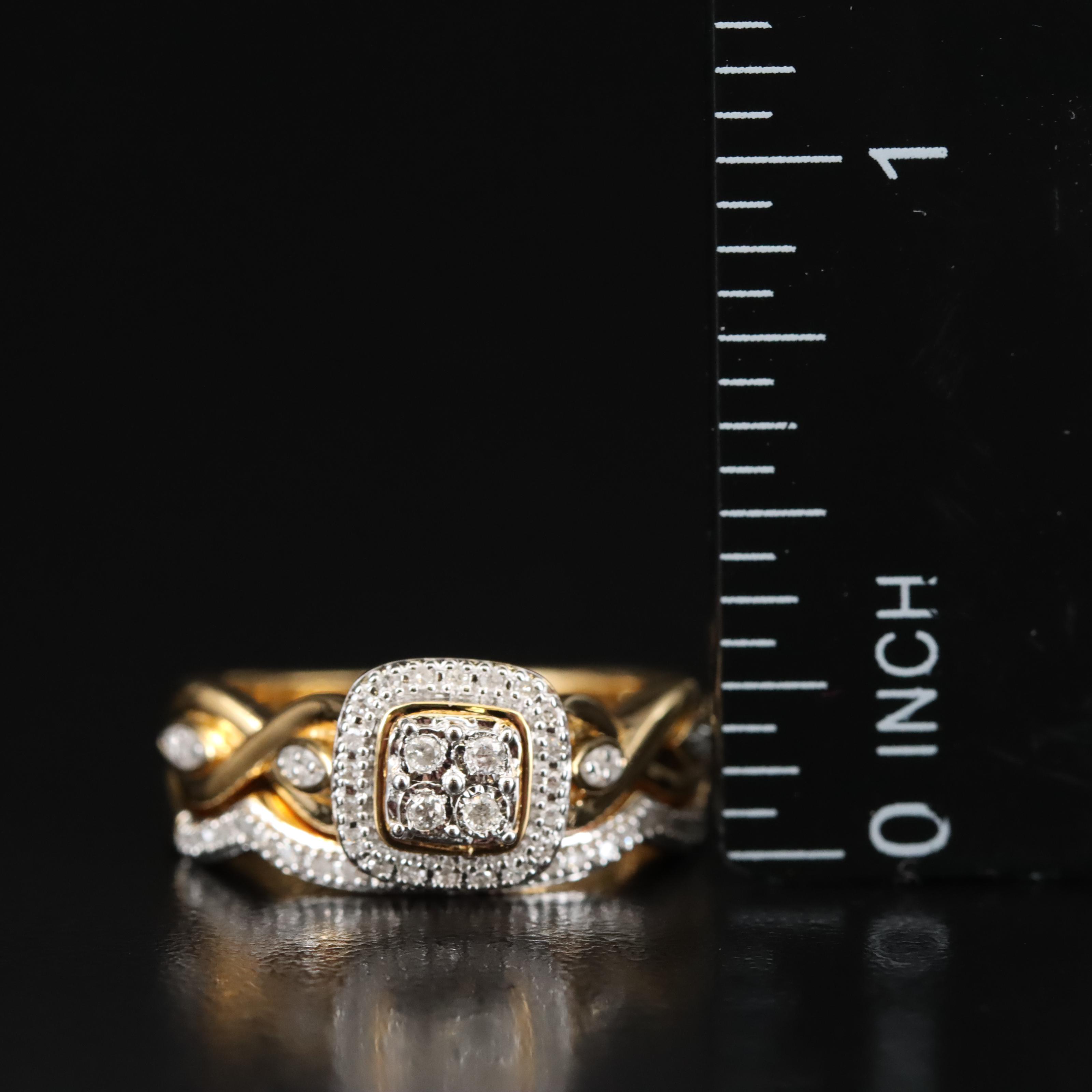 Sterling Diamond Ring and Band Set