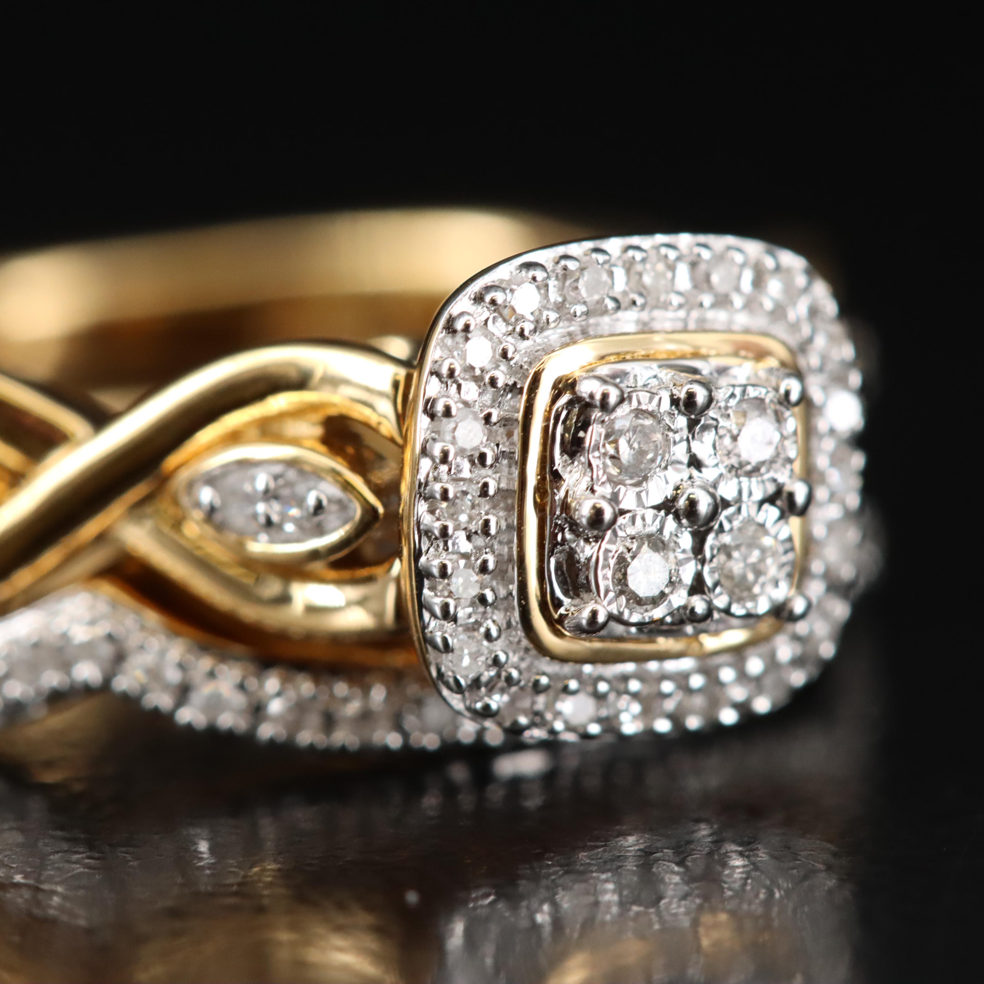 Sterling Diamond Ring and Band Set