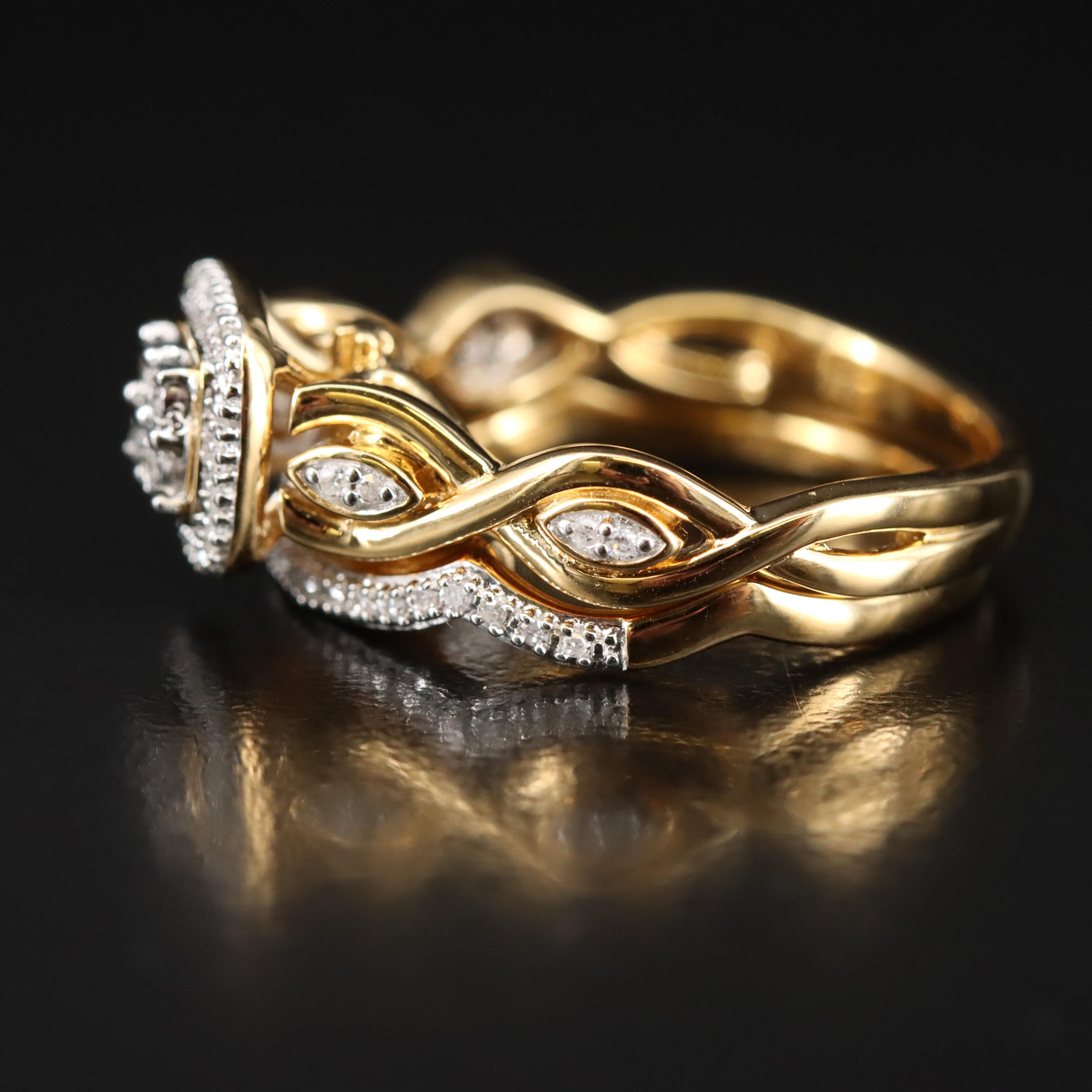 Sterling Diamond Ring and Band Set