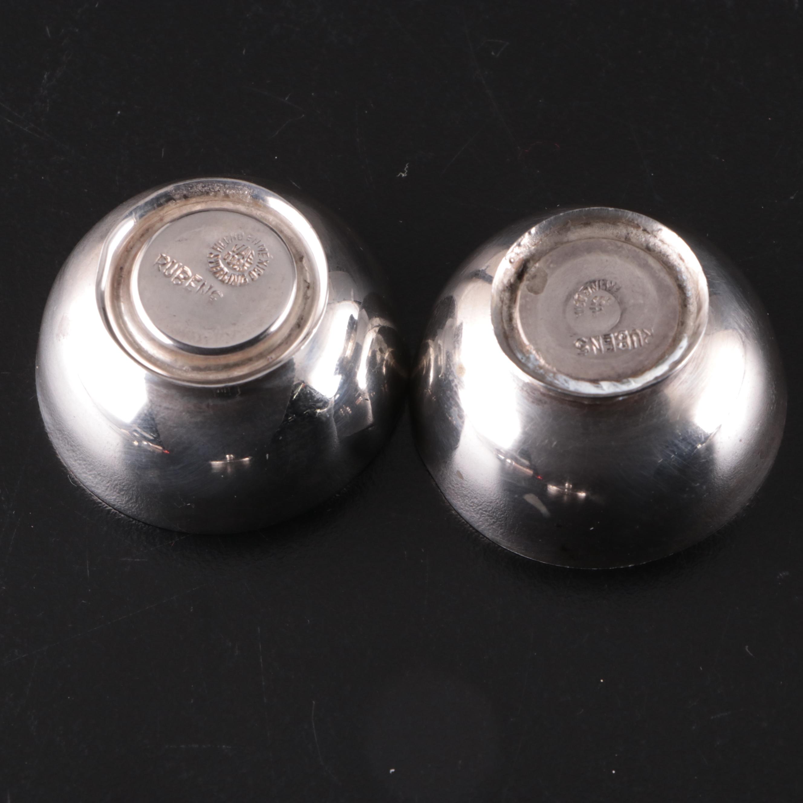 Harry H. Hudson Sterling Aztec Duck Spoon with Sterling Salt Cellars and Tongs