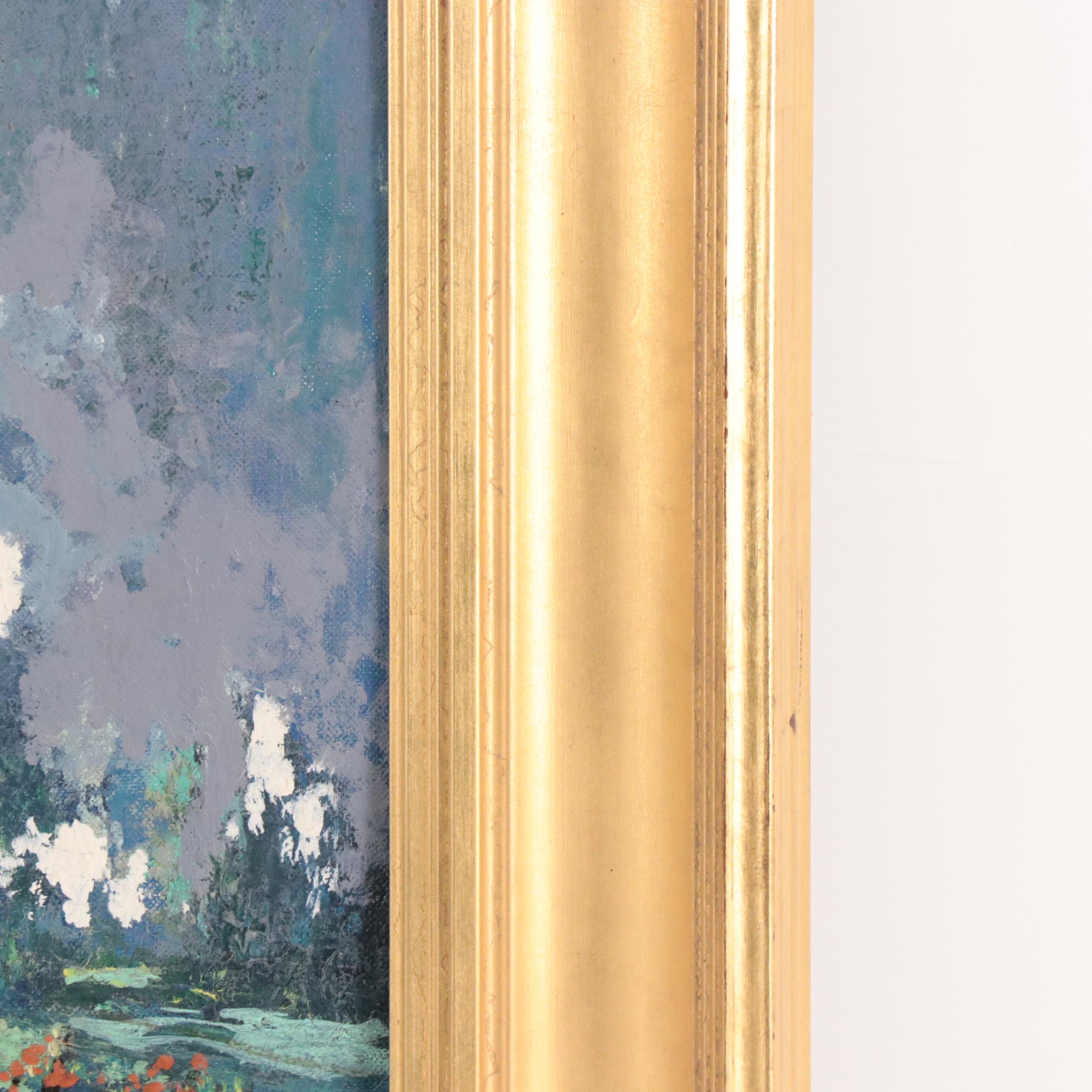 Herbert W. Jackson Landscape Oil Painting of Weeping Willows, Circa