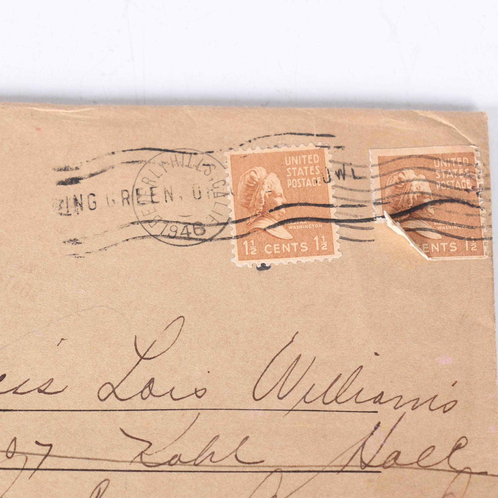 Harry James Orchestra Correspondence and Photos Postmarked Beverly Hills, 1946