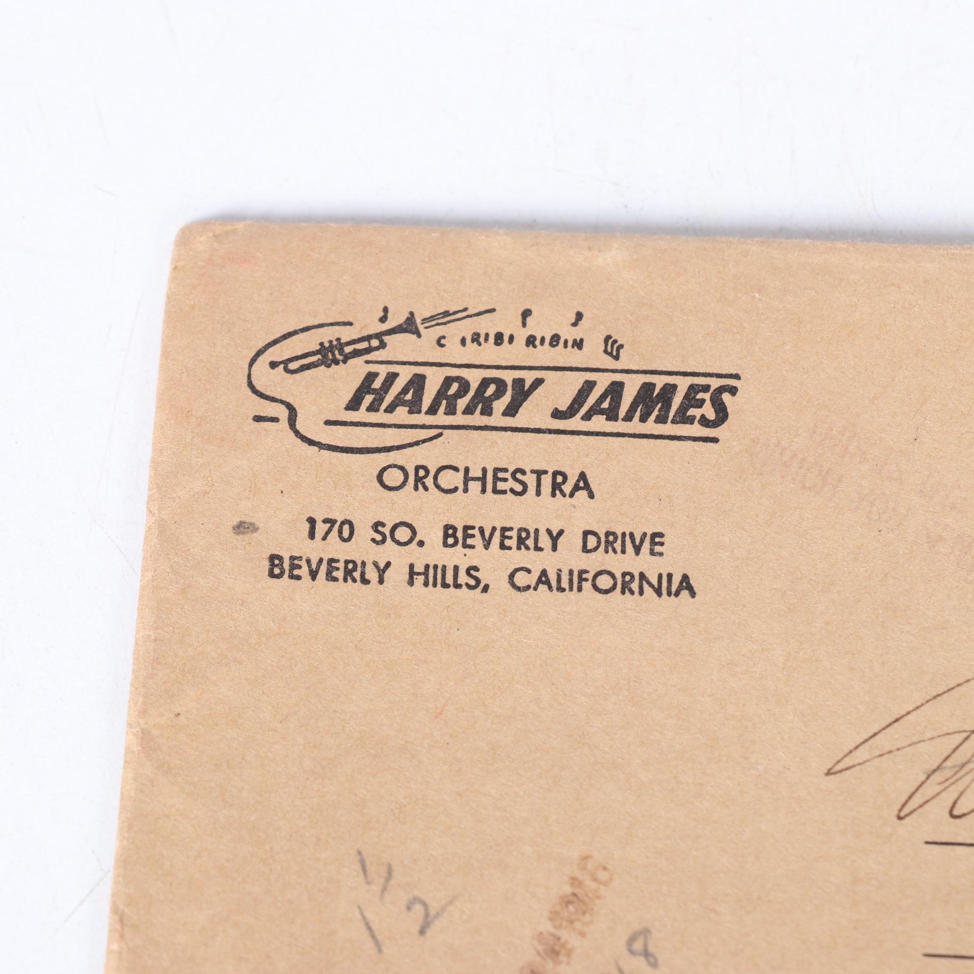 Harry James Orchestra Correspondence and Photos Postmarked Beverly Hills, 1946