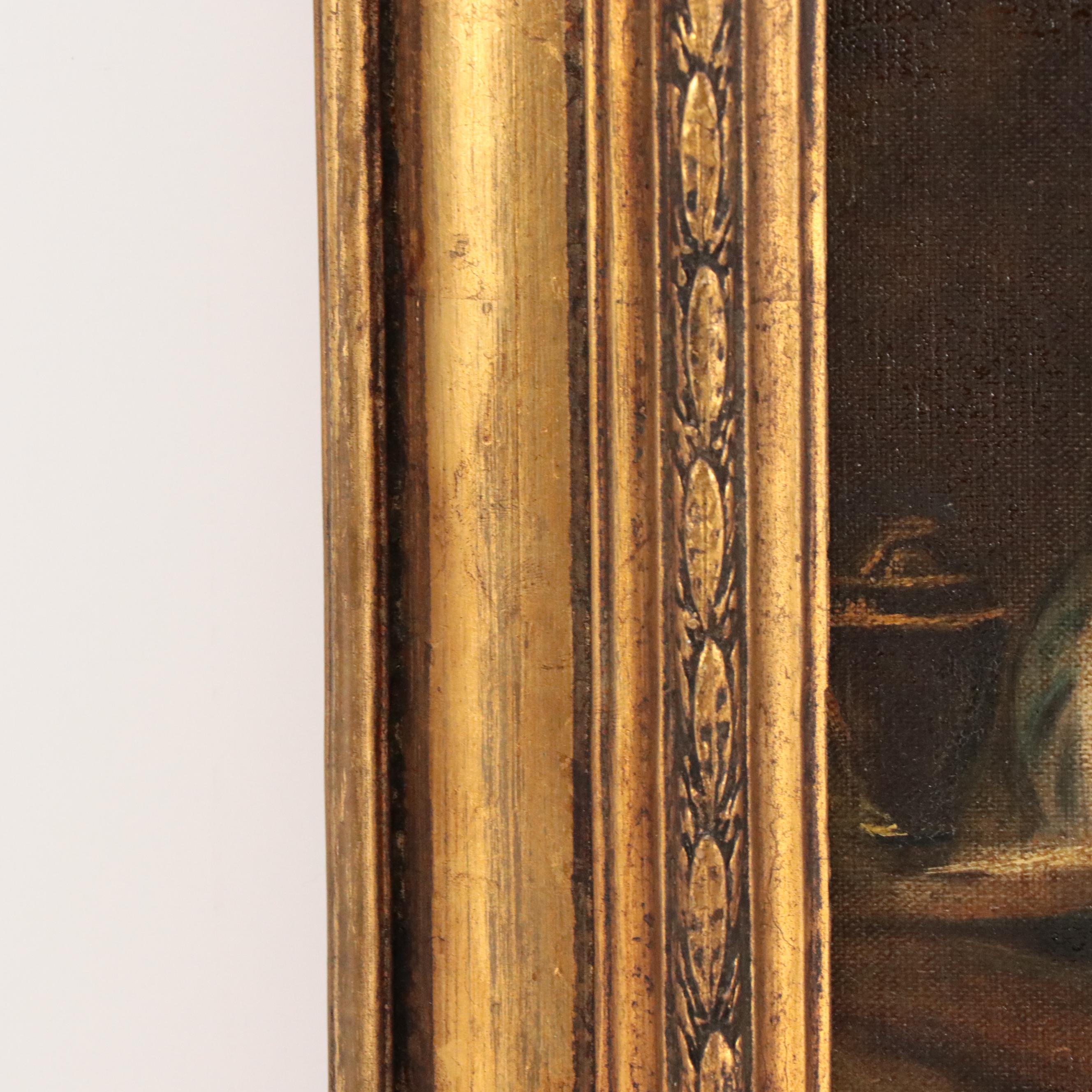 Figural Oil Painting of of Reclining Lady Reading, Early 20th Century