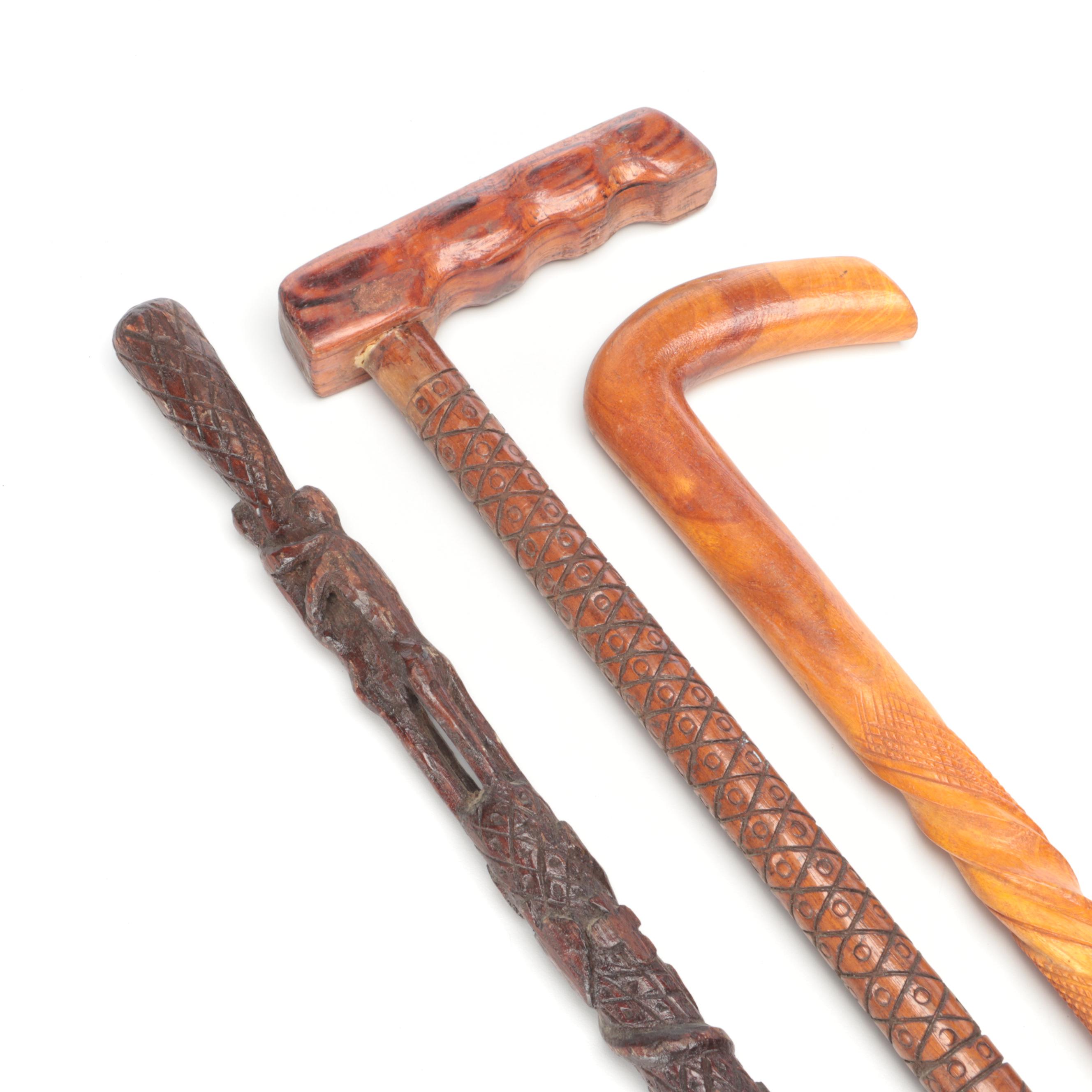 Hand-Carved Wooden Canes and Walking Stick