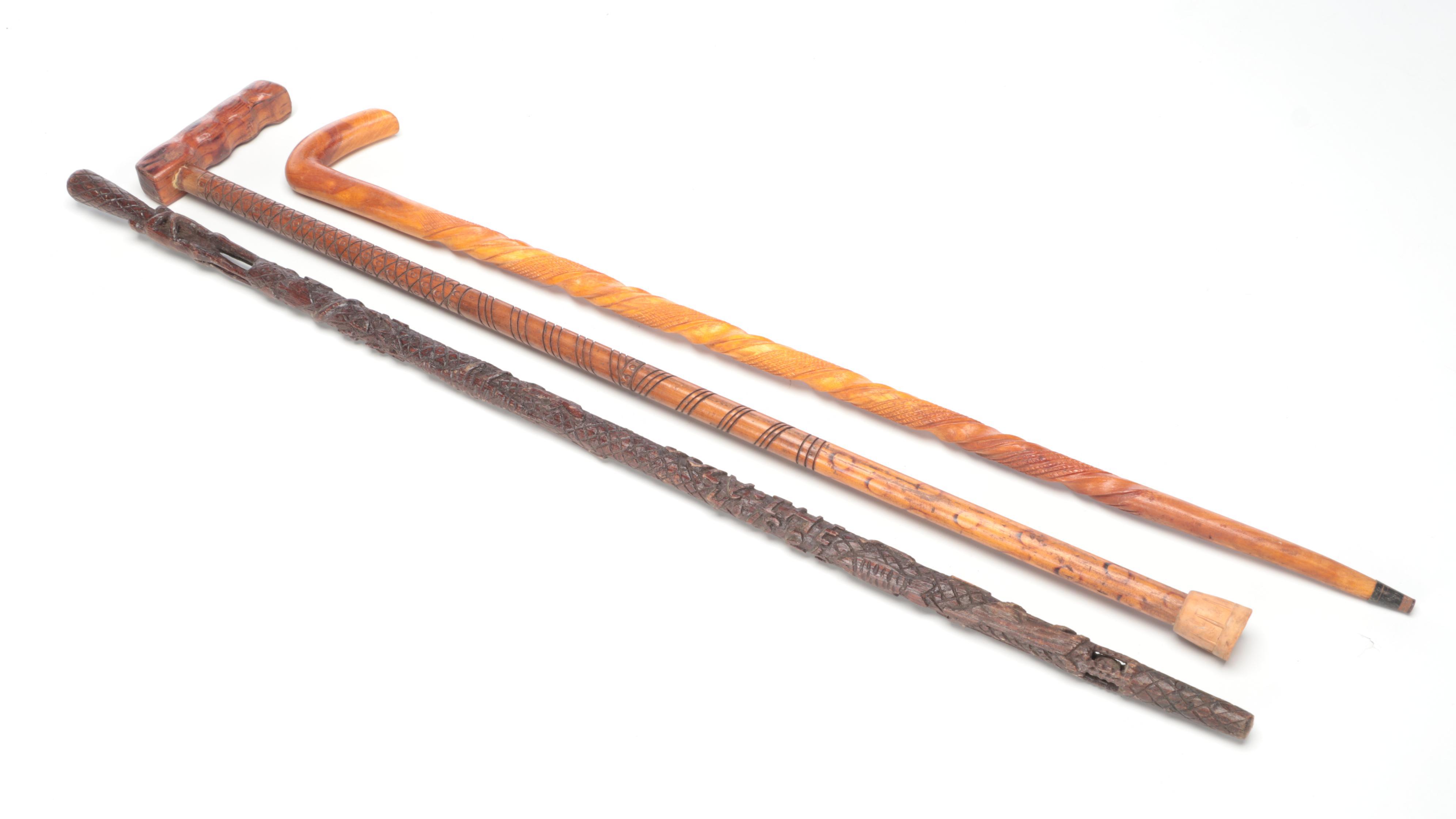 Hand-Carved Wooden Canes and Walking Stick