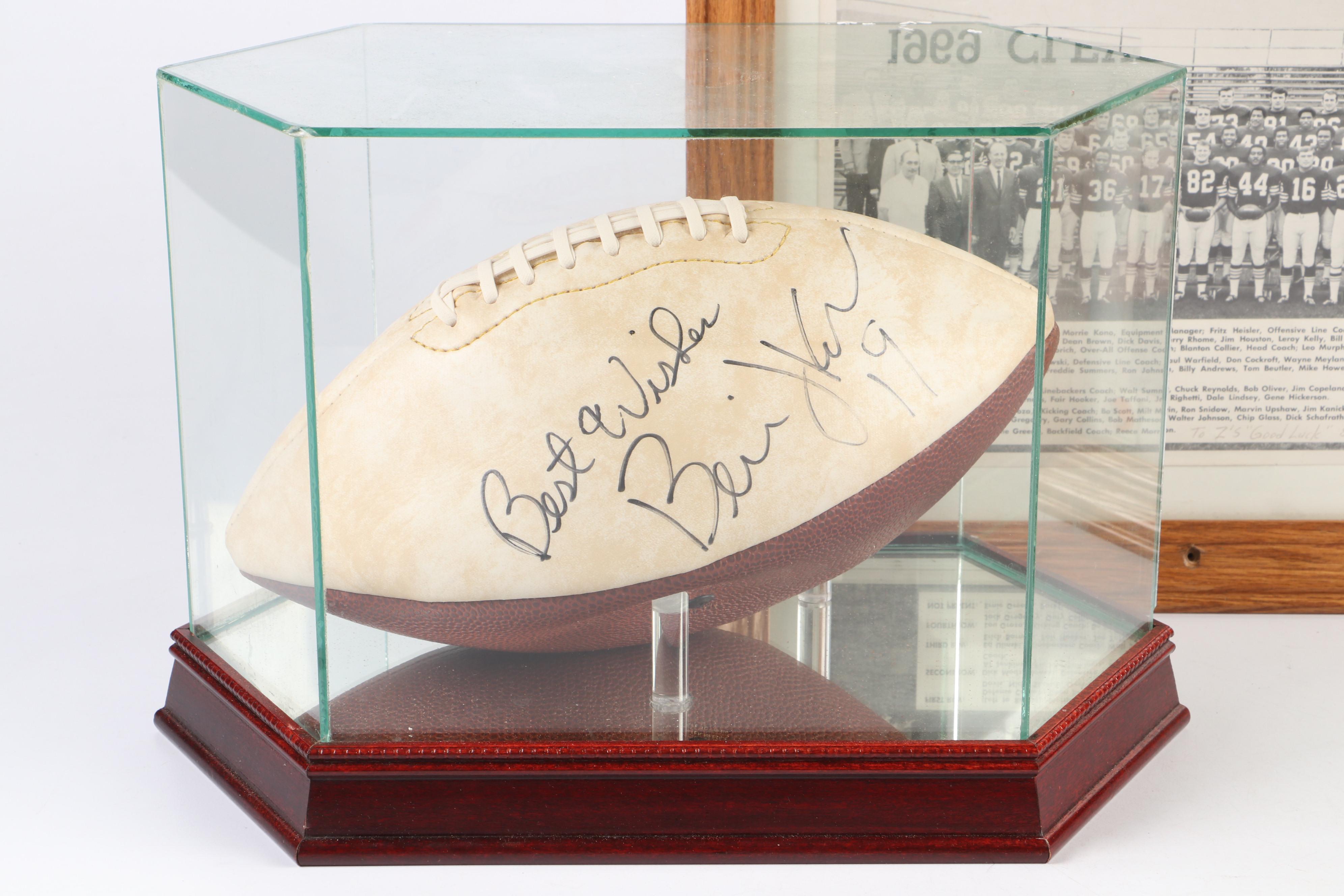 Bernie Kosar Signed Cleveland Browns Football with Display and More