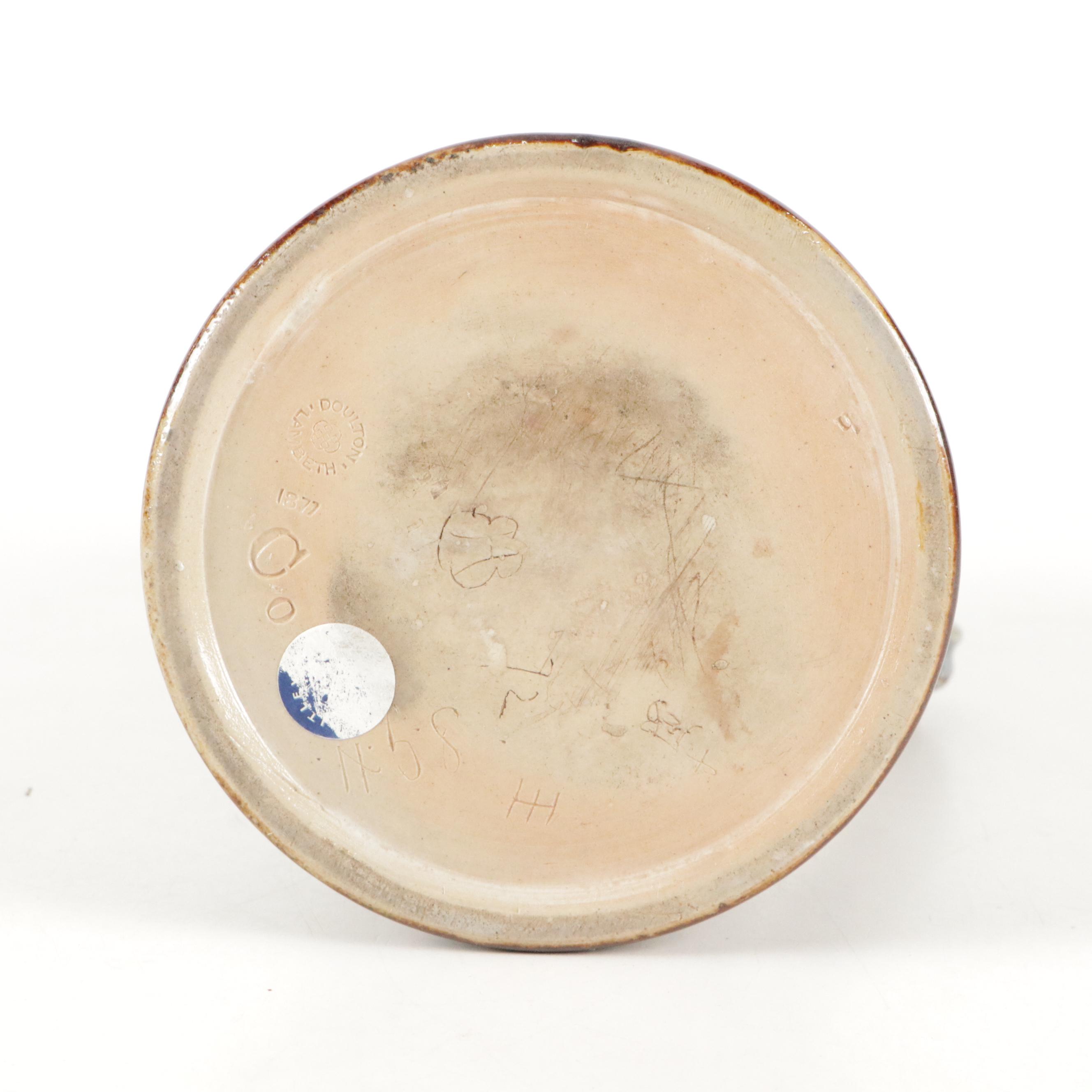 Richards & Brown and Royal Doulton Sterling Silver and Stoneware Pitcher, 1877