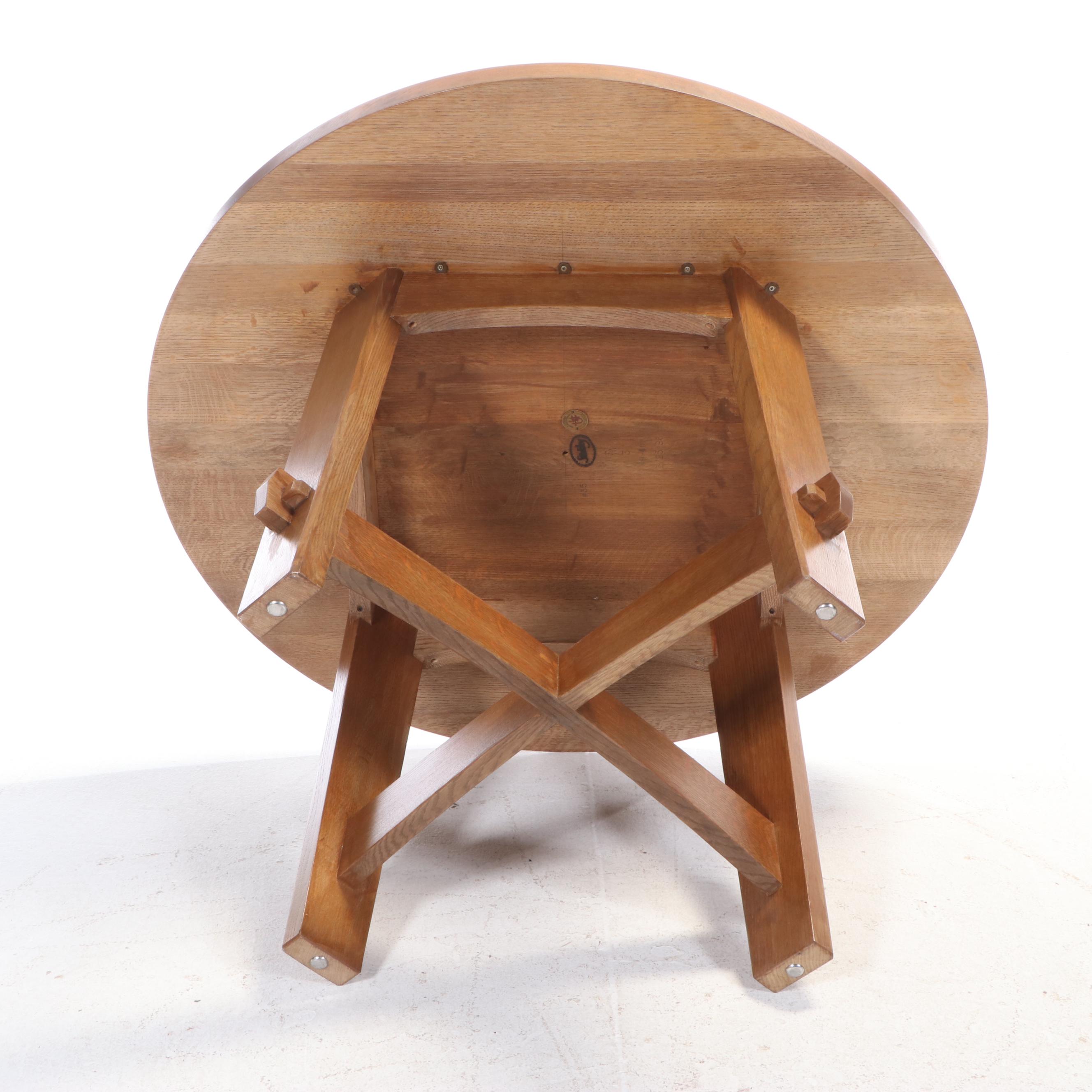 Stickley Oak Commemorative Library Table with Four Upholstered Tub Chairs