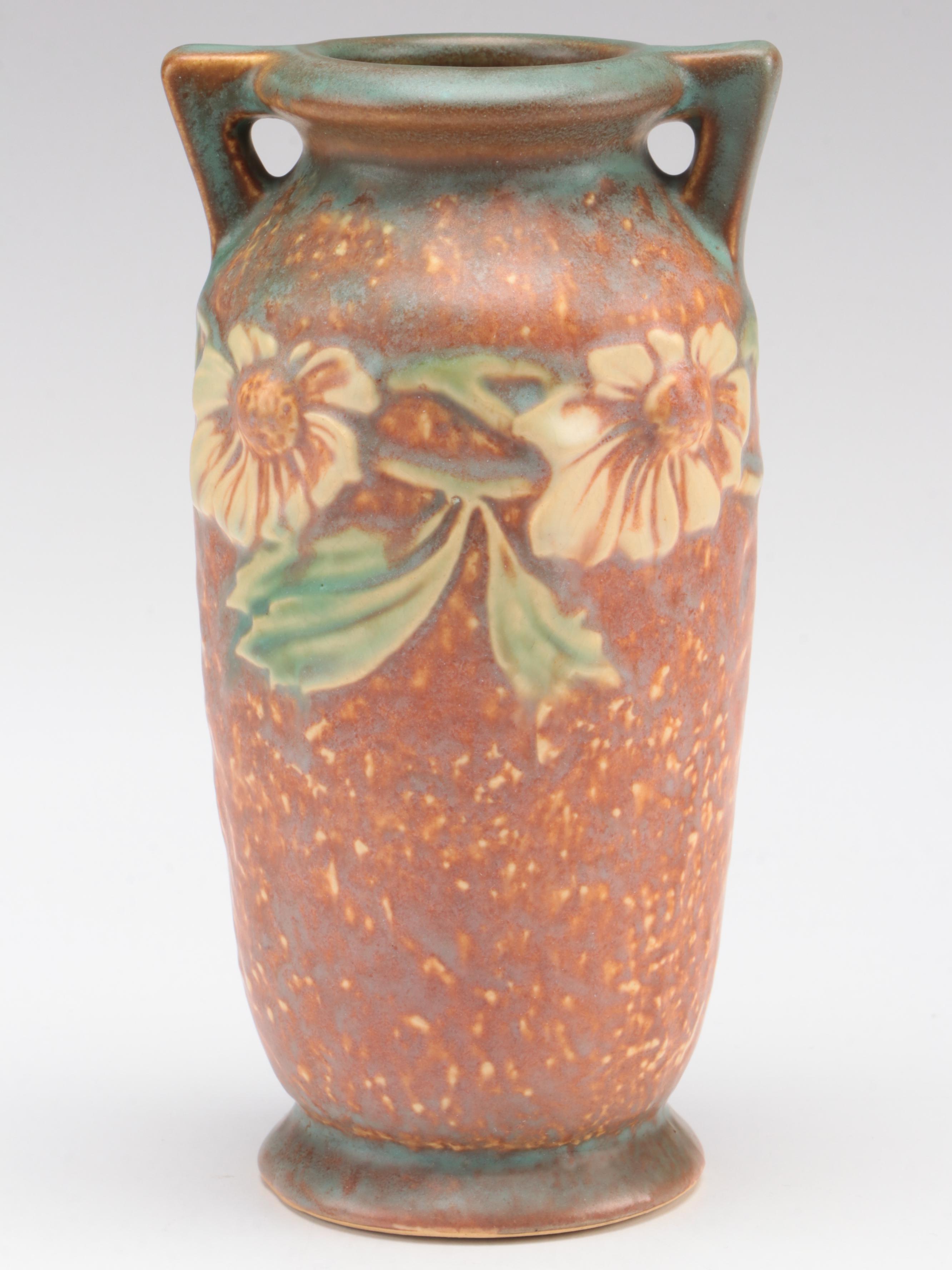 Roseville Pottry "Dahlrose" Vase with Other Paperweight and Decor EBTH