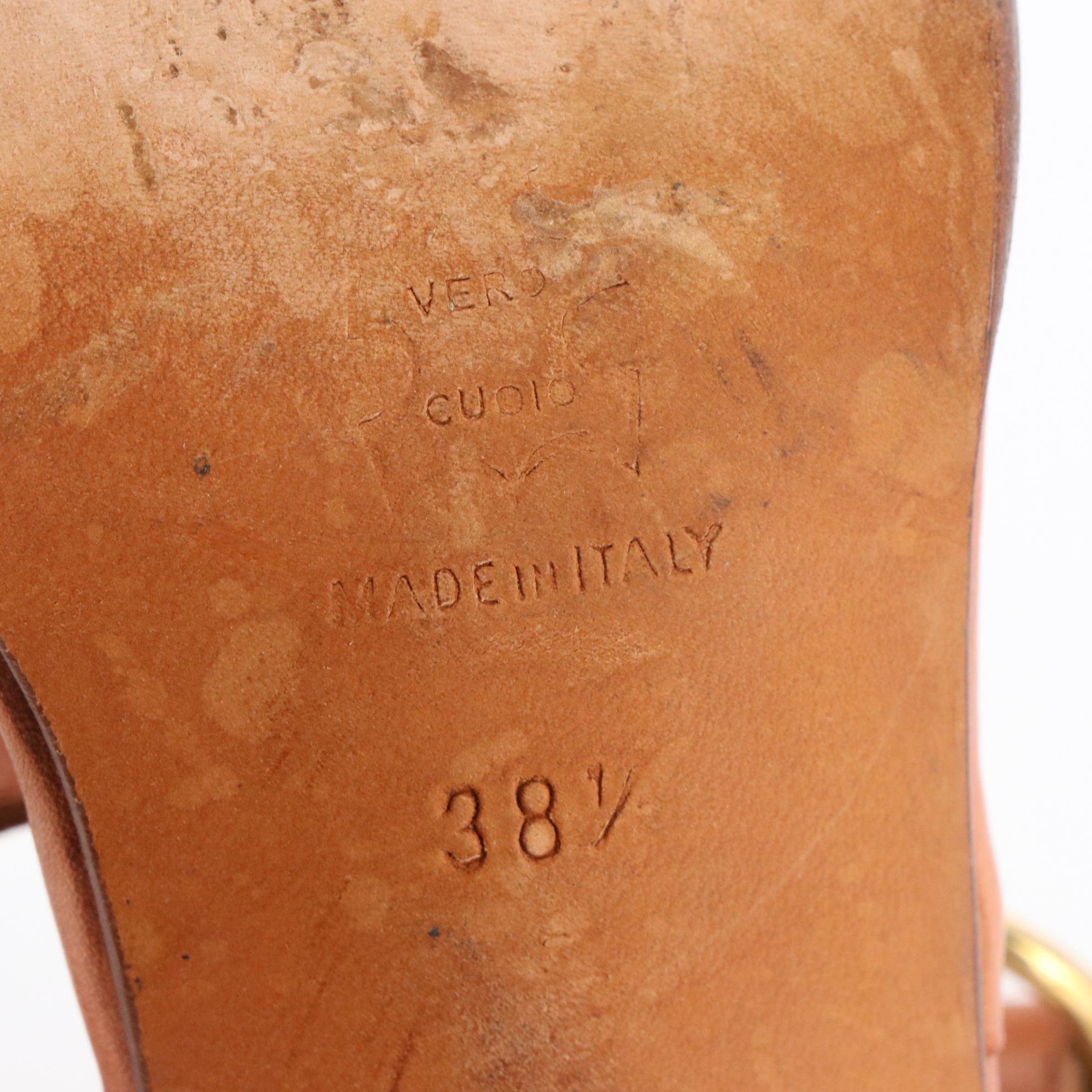 Manolo Blahnik Studded Strappy High-Heel Thong Sandals in Brown Leather