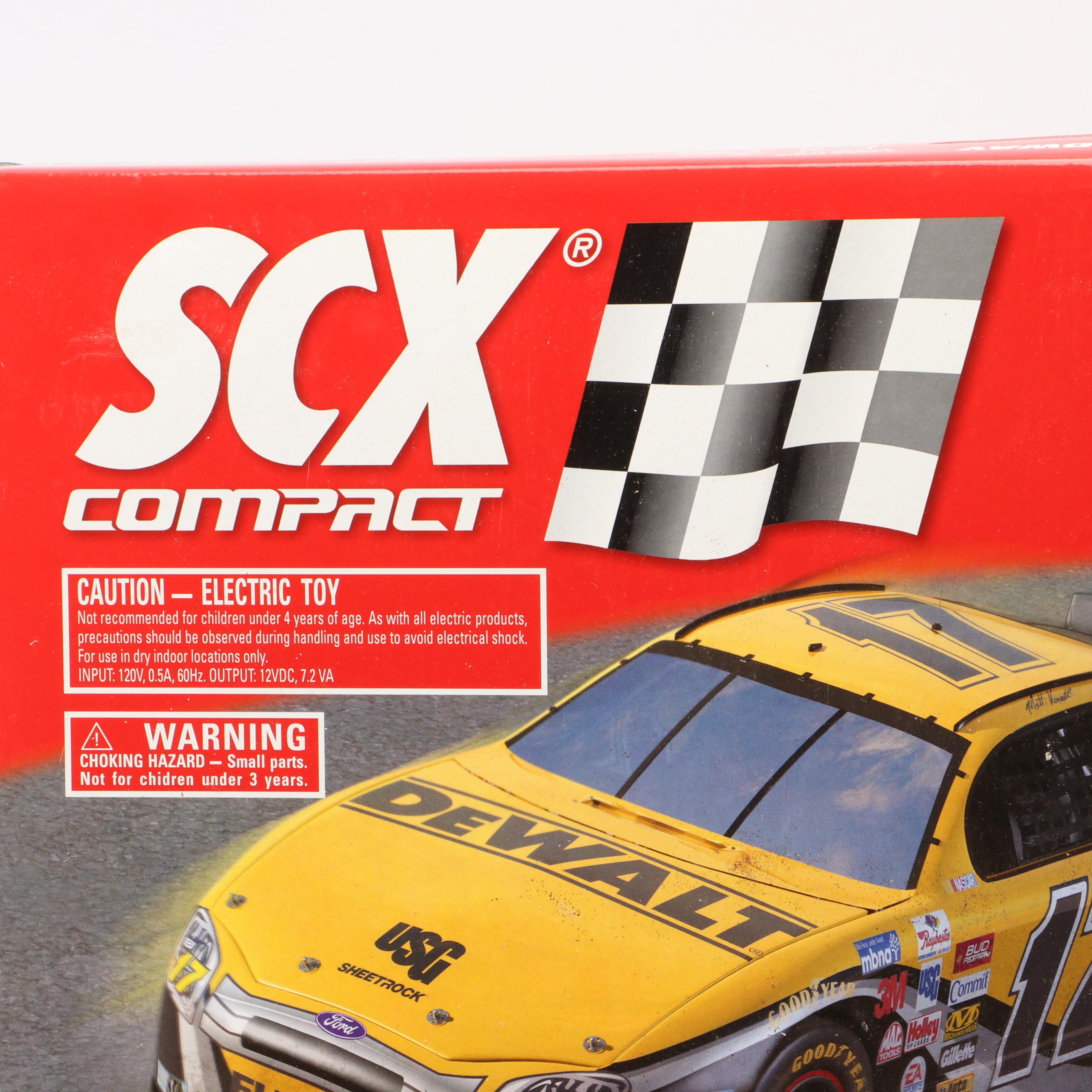 Sealed SCX Compact NASCAR Slot Racing Cars and Track