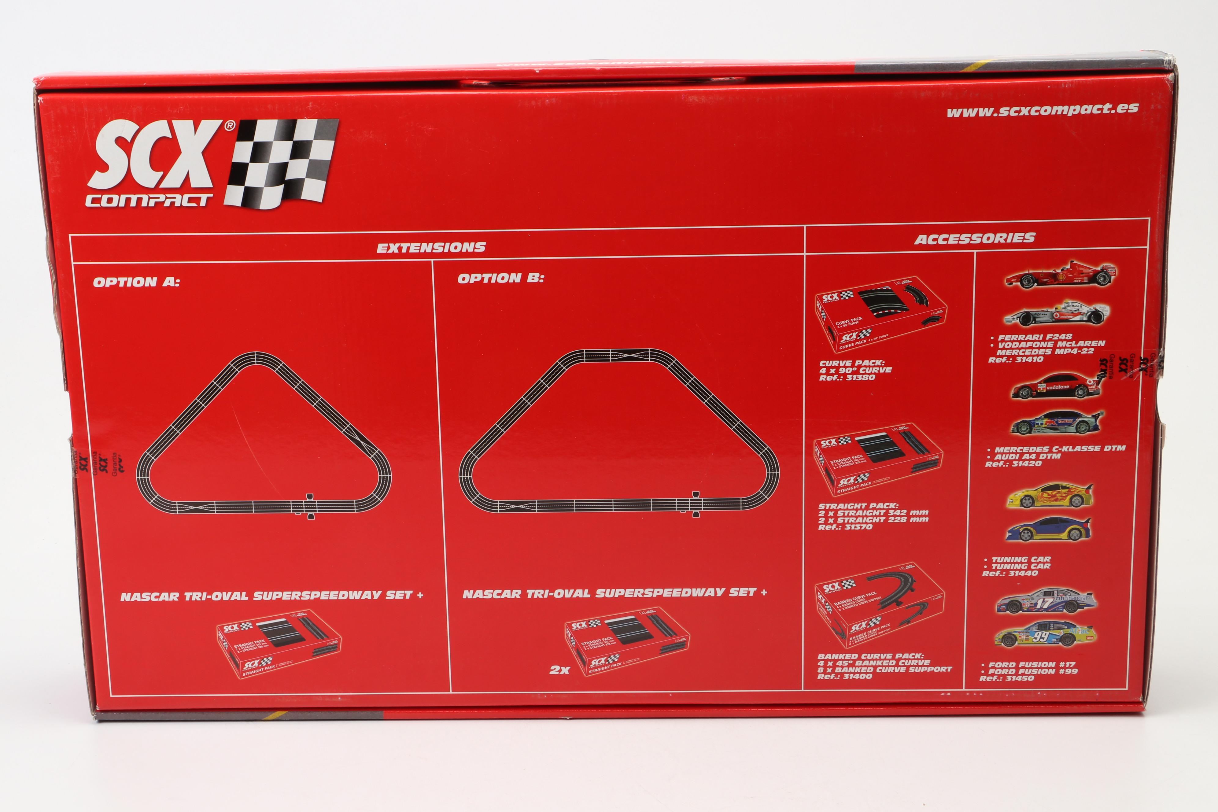 Sealed SCX Compact NASCAR Slot Racing Cars and Track