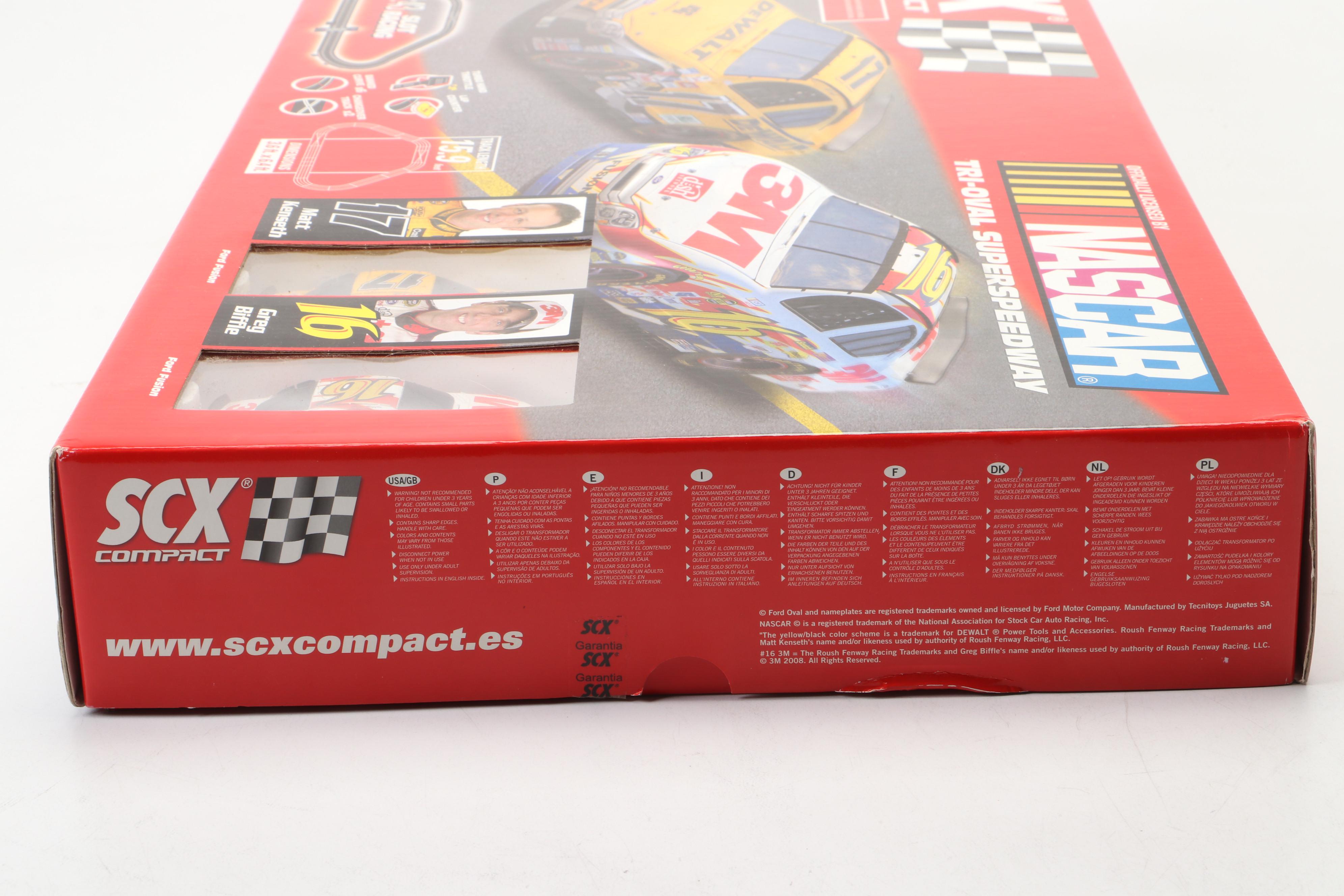 Sealed SCX Compact NASCAR Slot Racing Cars and Track