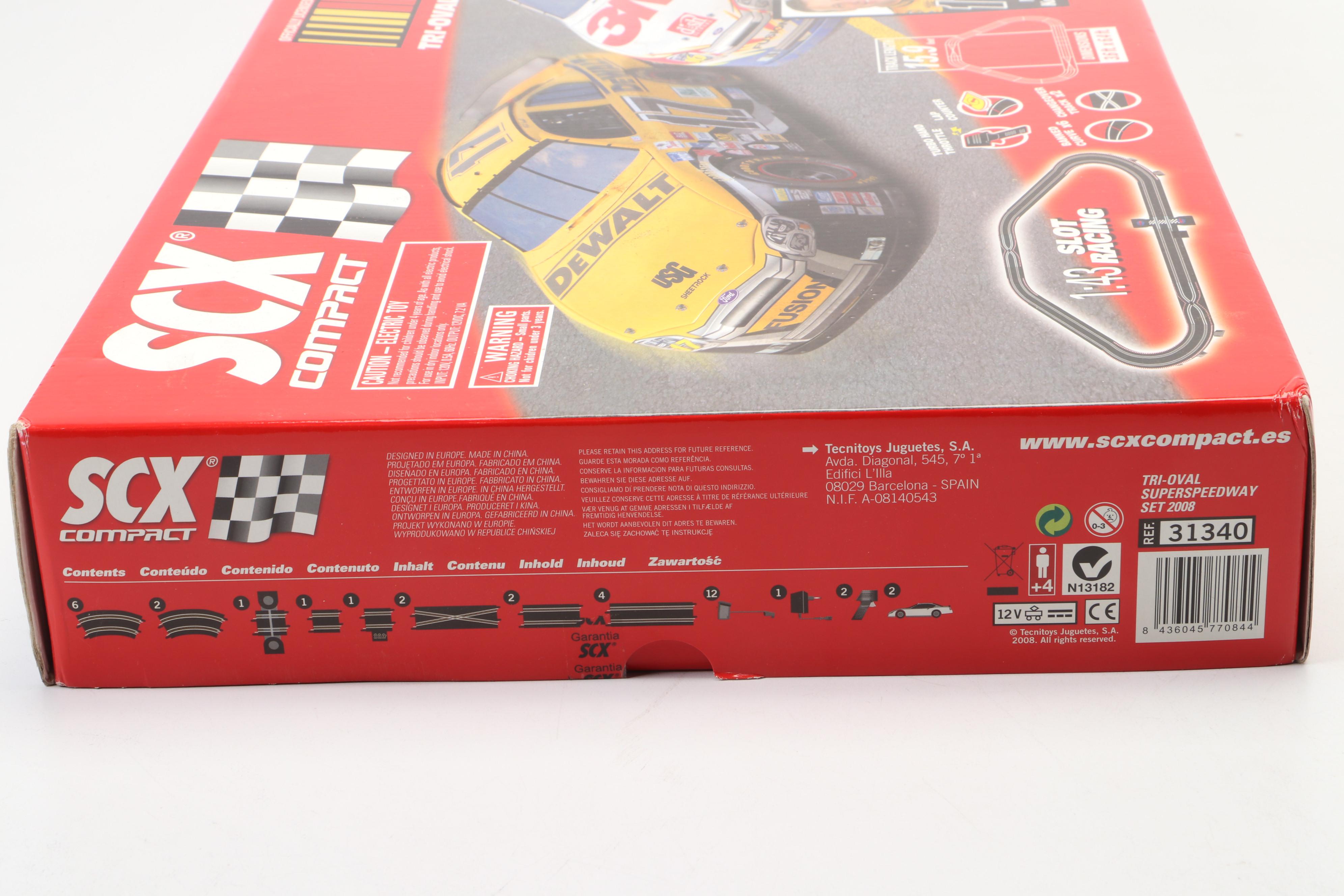 Sealed SCX Compact NASCAR Slot Racing Cars and Track