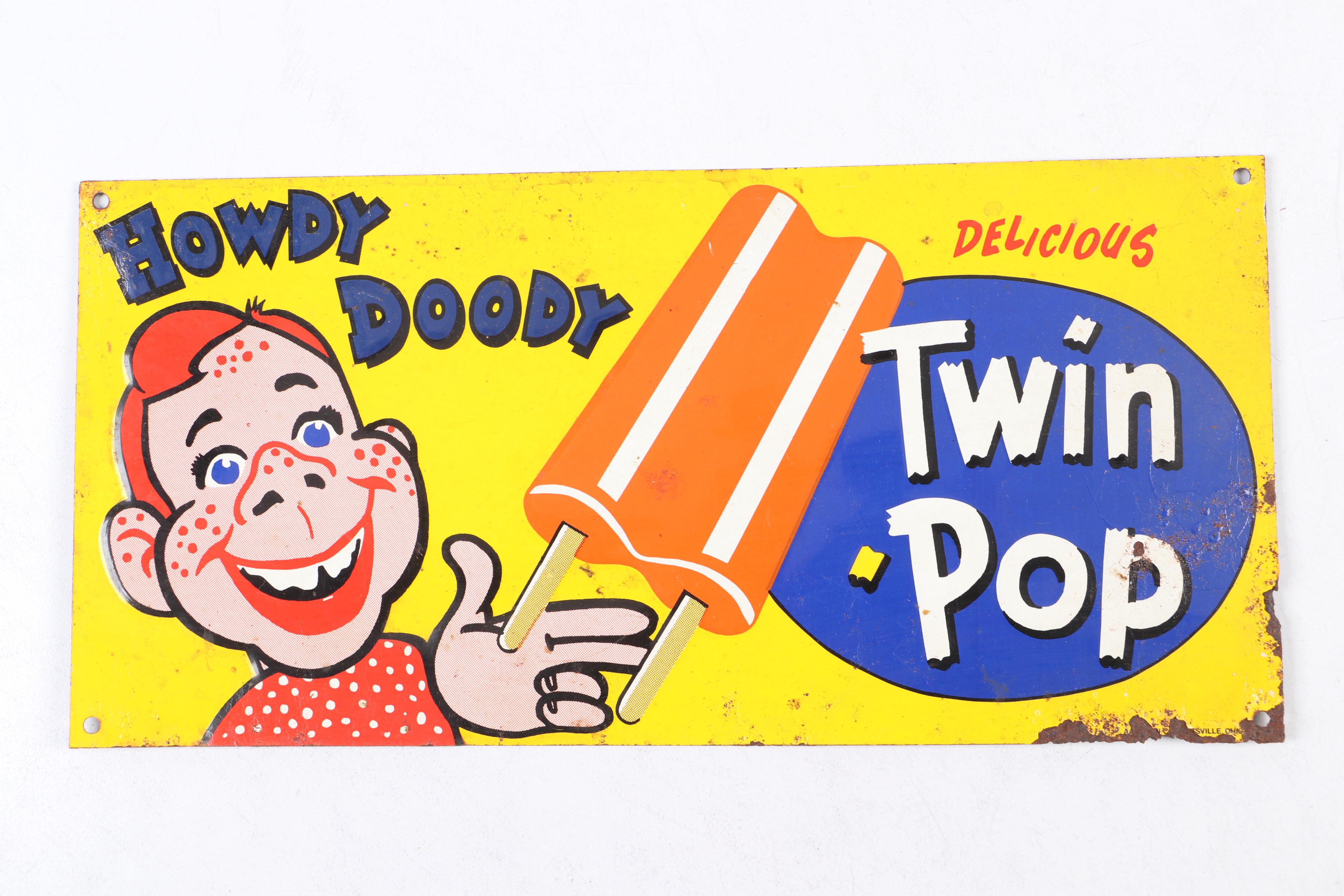 Pepsi-Cola and Jo Mar Dairies Howdy Doody Twin Pops Advertising Signs