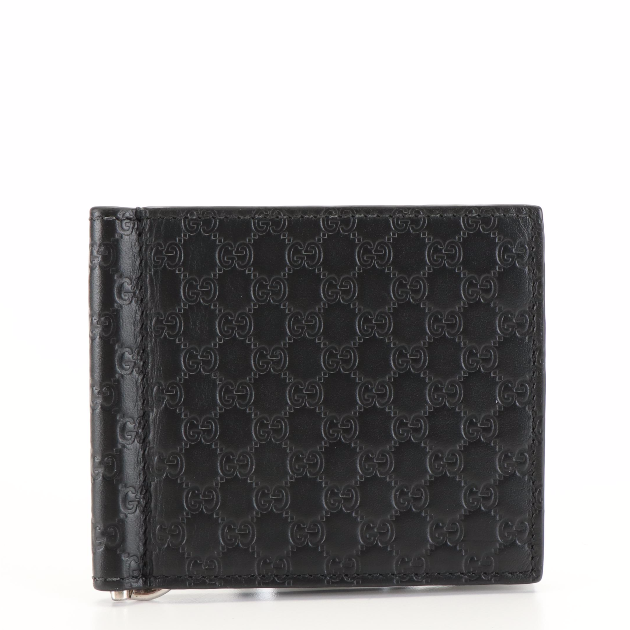 Gucci Money Clip Wallet in Black Microguccissima Leather