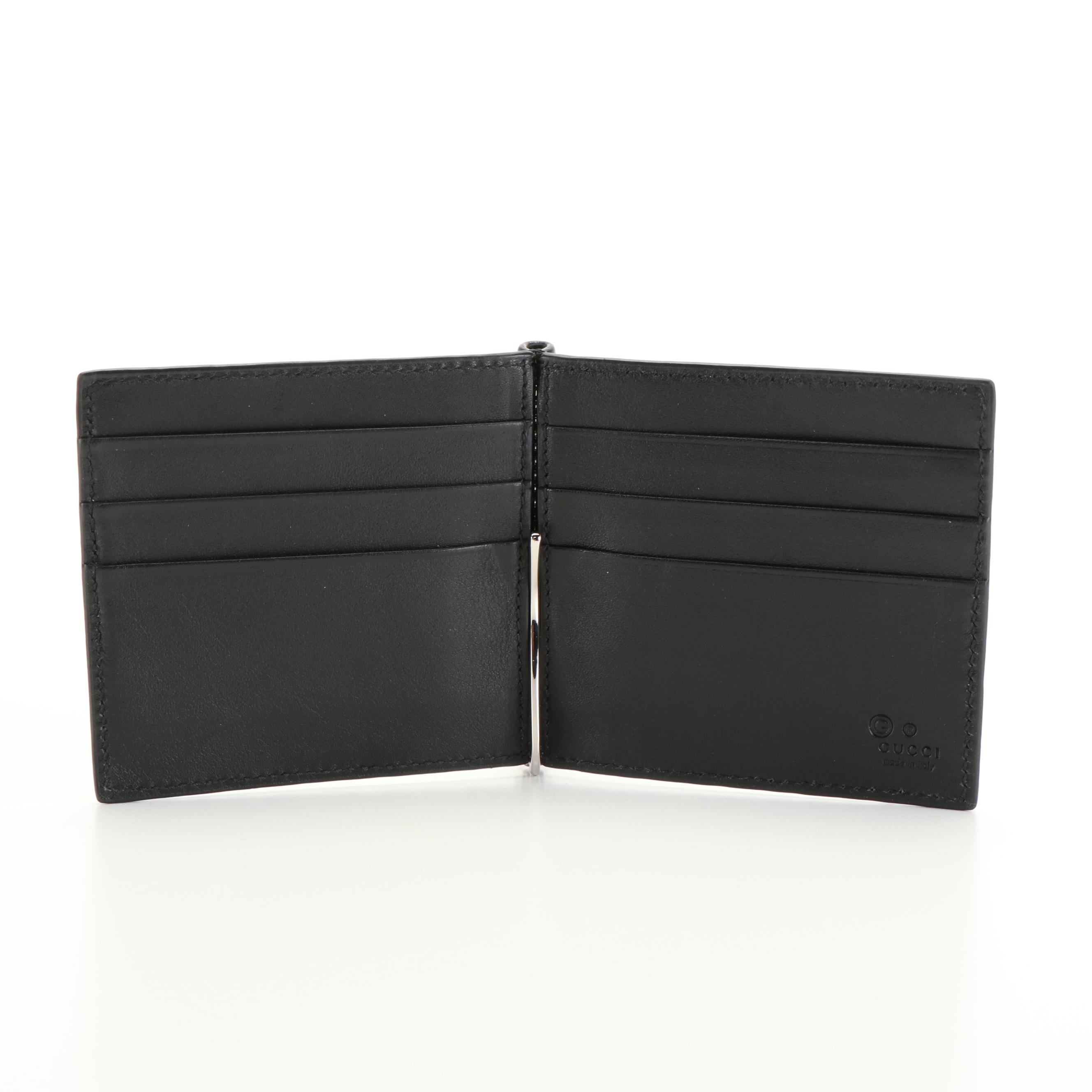 Gucci Money Clip Wallet in Black Microguccissima Leather