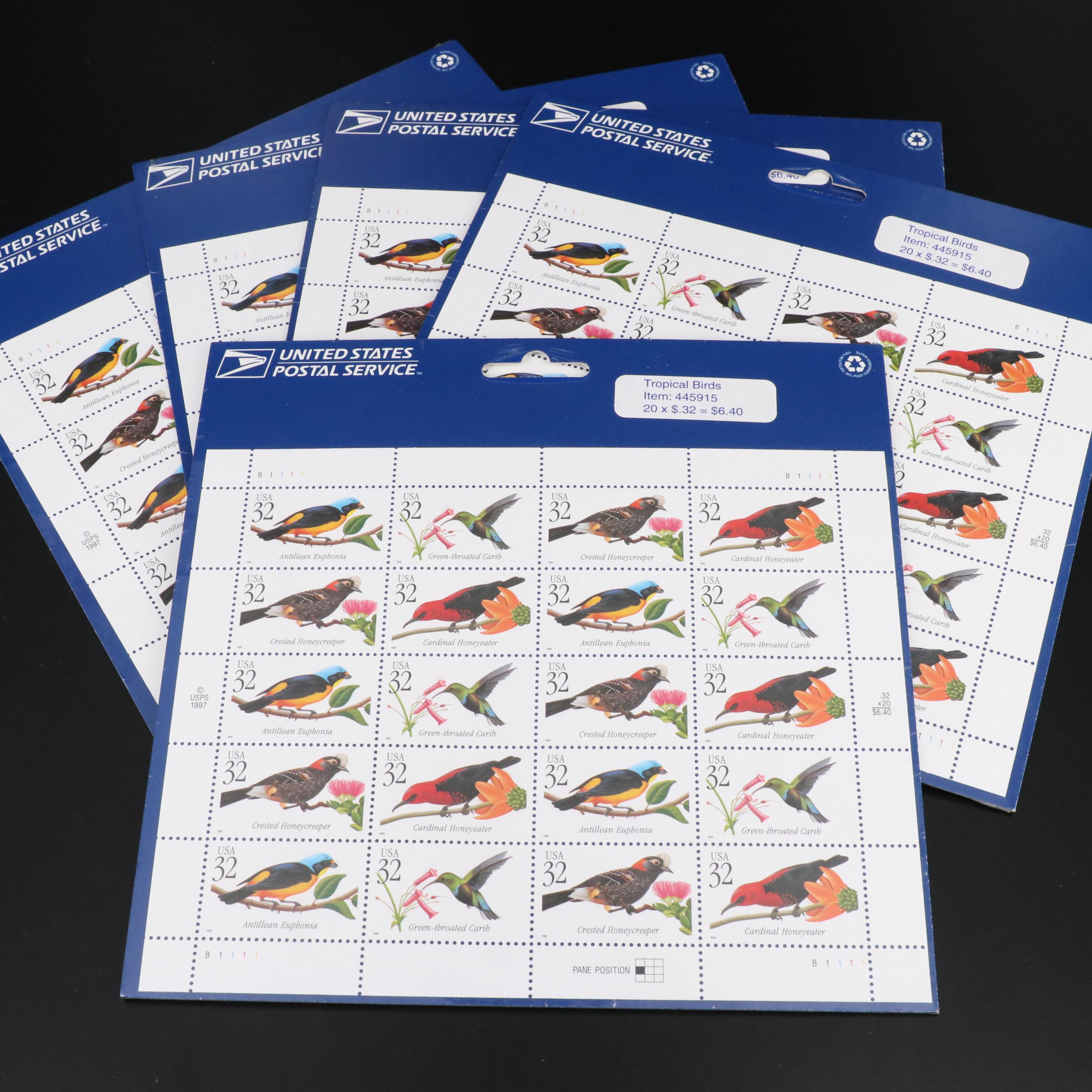 Large Assortment of 32-Cent Postage Stamp Sheets
