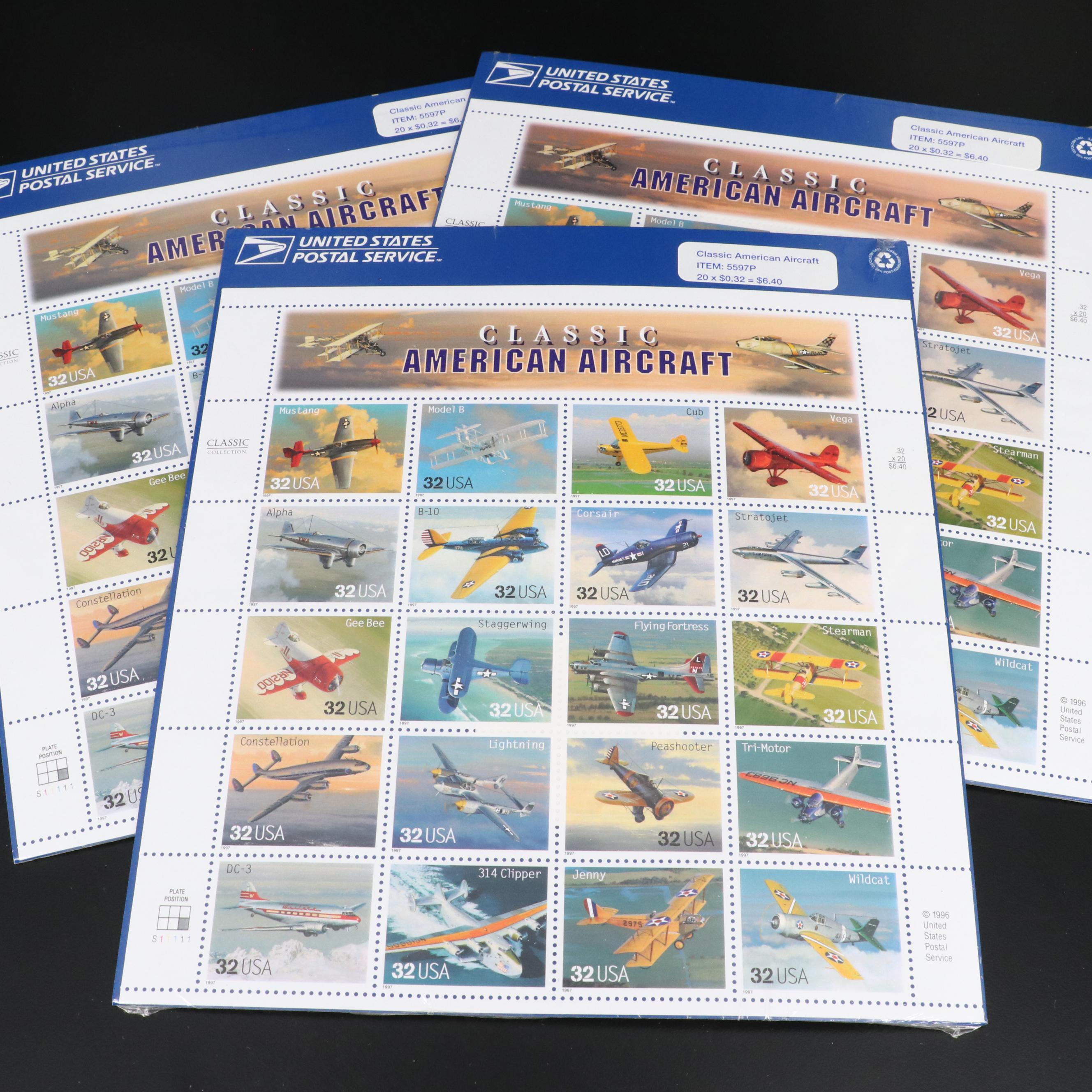 Large Assortment of 32-Cent Postage Stamp Sheets