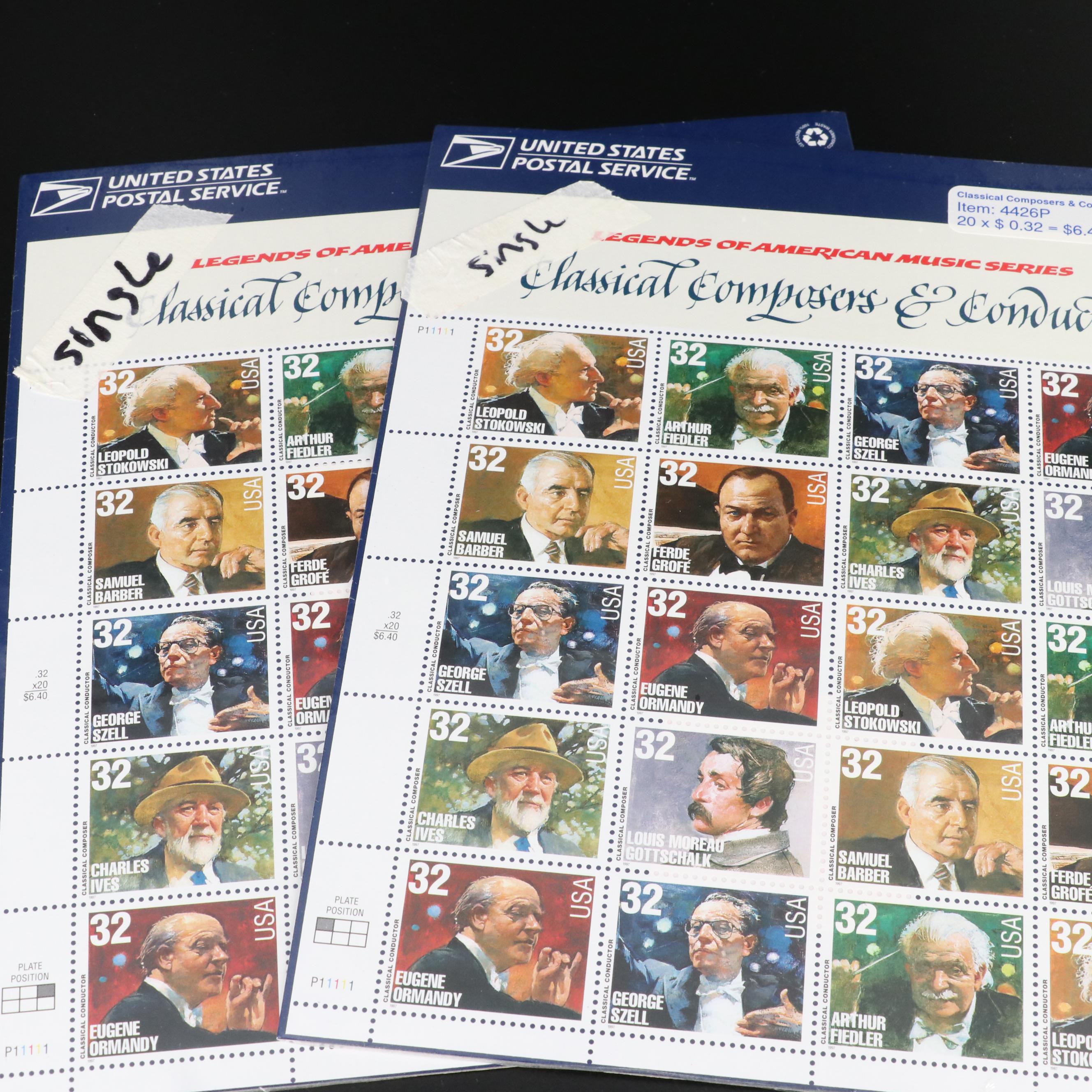 Large Assortment of 32-Cent Postage Stamp Sheets