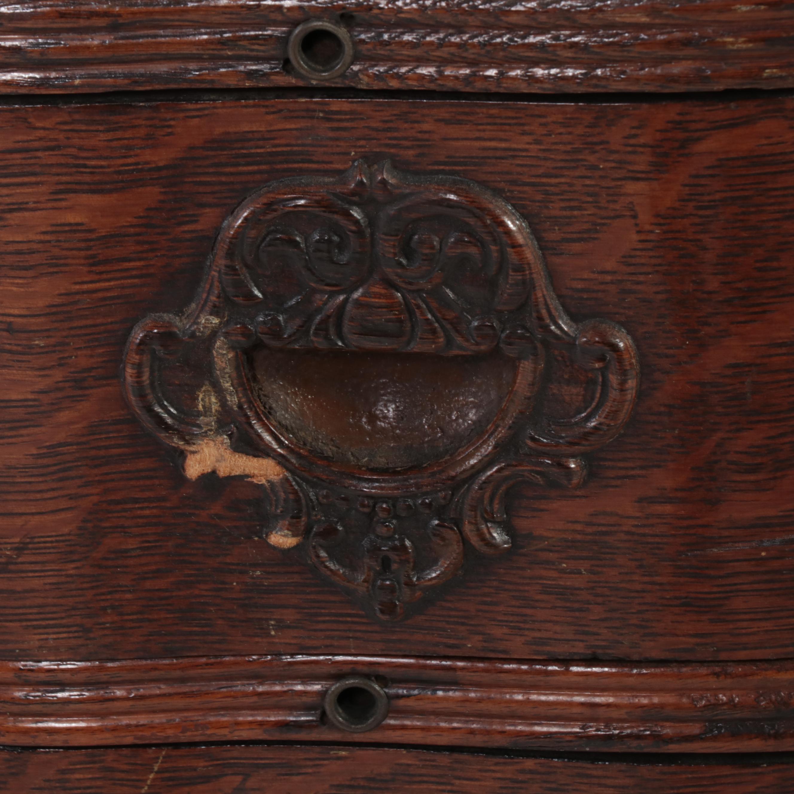 Late Victorian White Rotary Treadle Sewing Machine with Oak and Iron Cabinet
