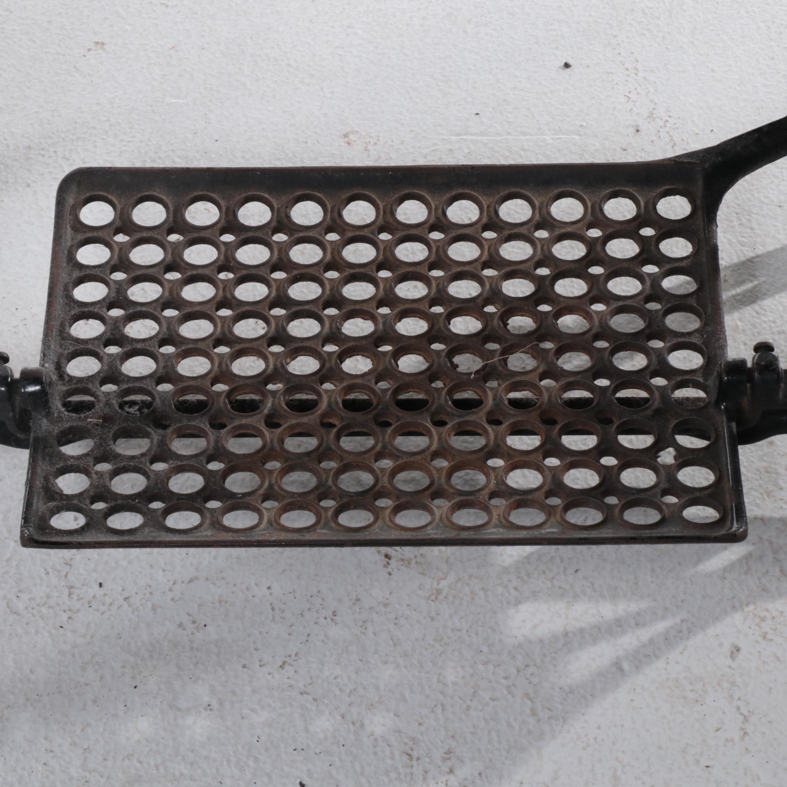 Late Victorian White Rotary Treadle Sewing Machine with Oak and Iron Cabinet