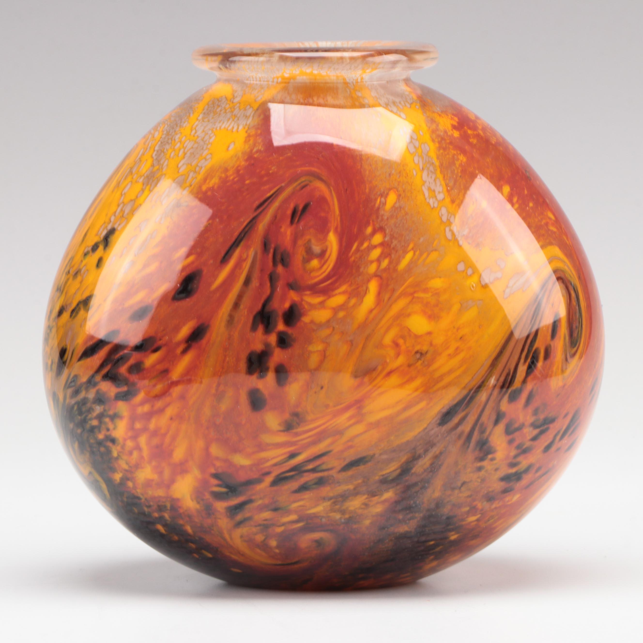 Robert Eickholt Handblown Studio Art Glass Vase, 2008