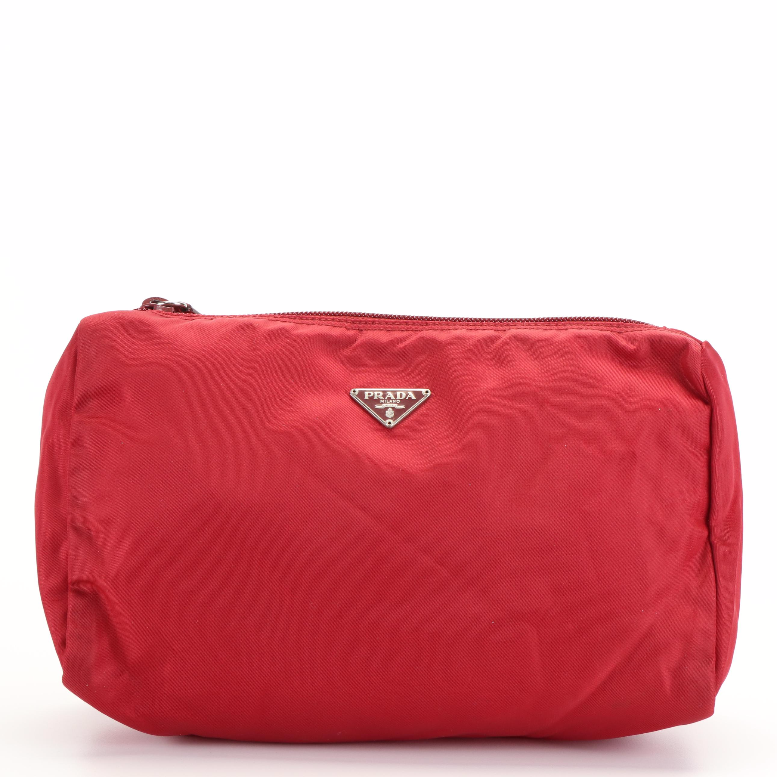 Prada Vela Cosmetic Pouch in Red Nylon