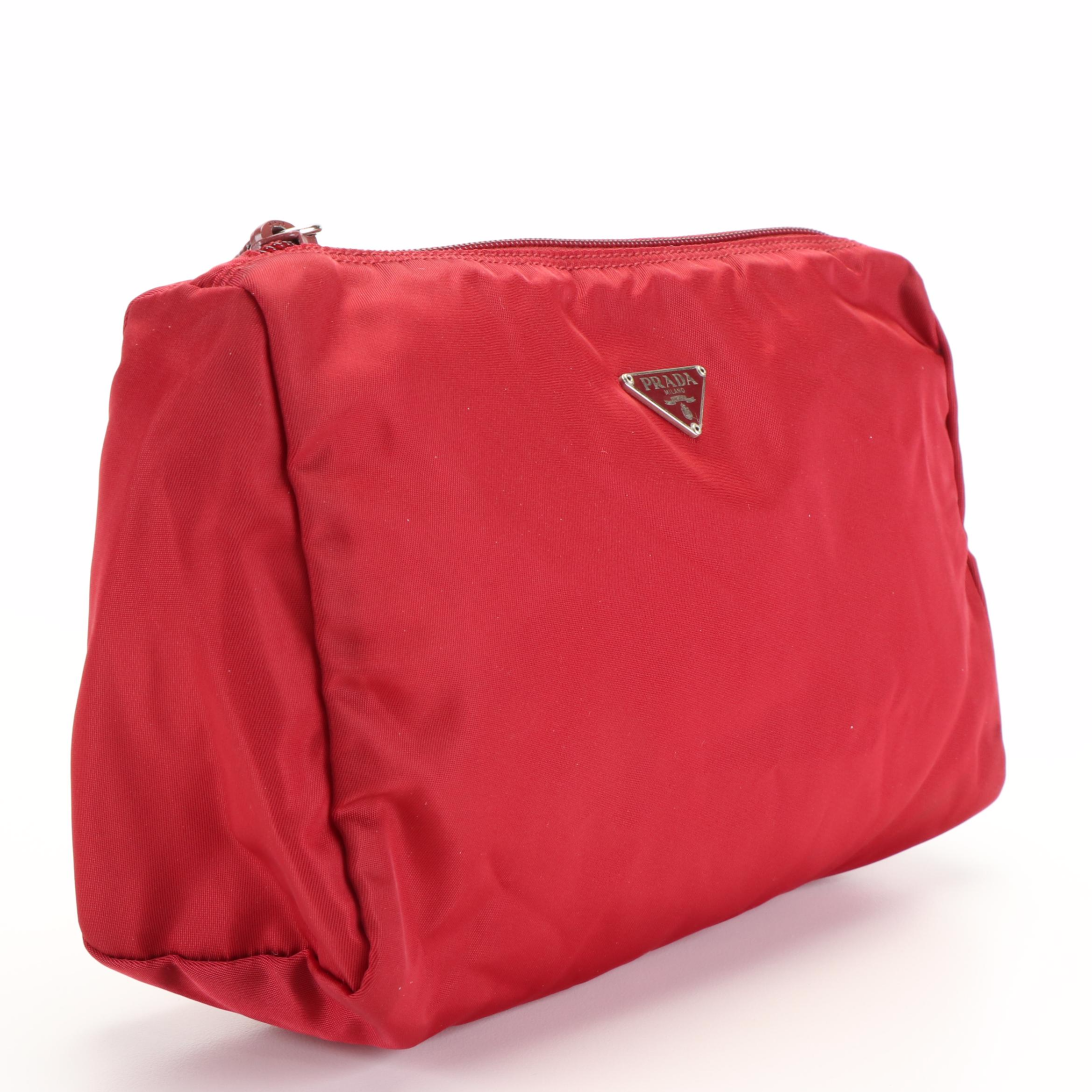 Prada Vela Cosmetic Pouch in Red Nylon