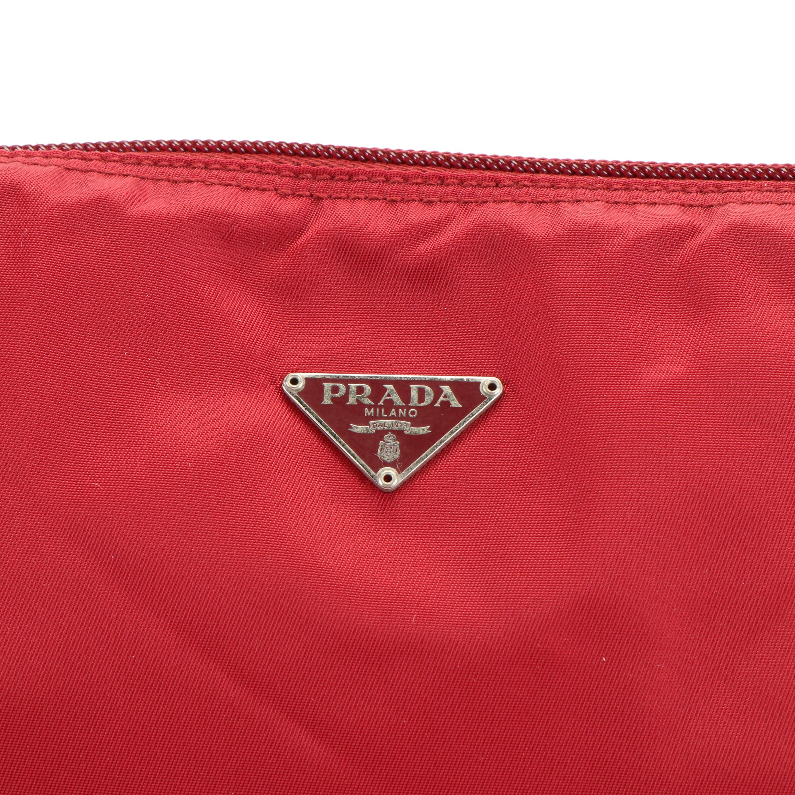 Prada Vela Cosmetic Pouch in Red Nylon
