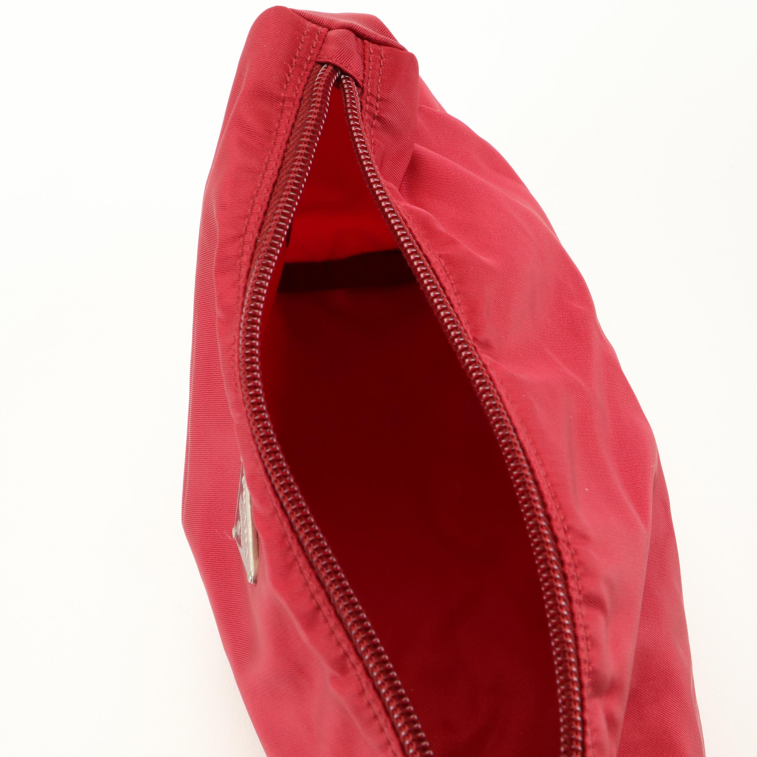 Prada Vela Cosmetic Pouch in Red Nylon