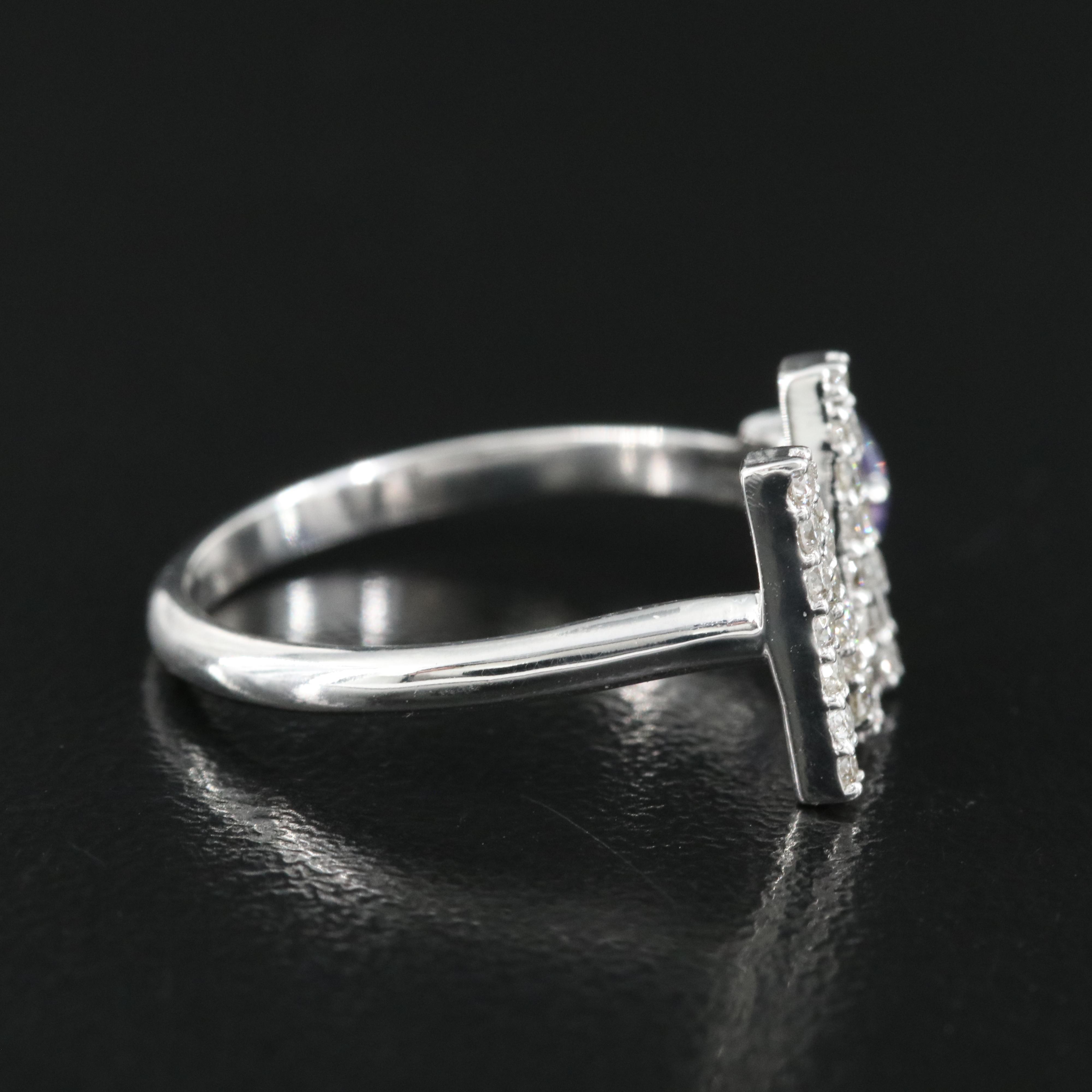 14K Sapphire and Diamond "M" Initial Torque Ring