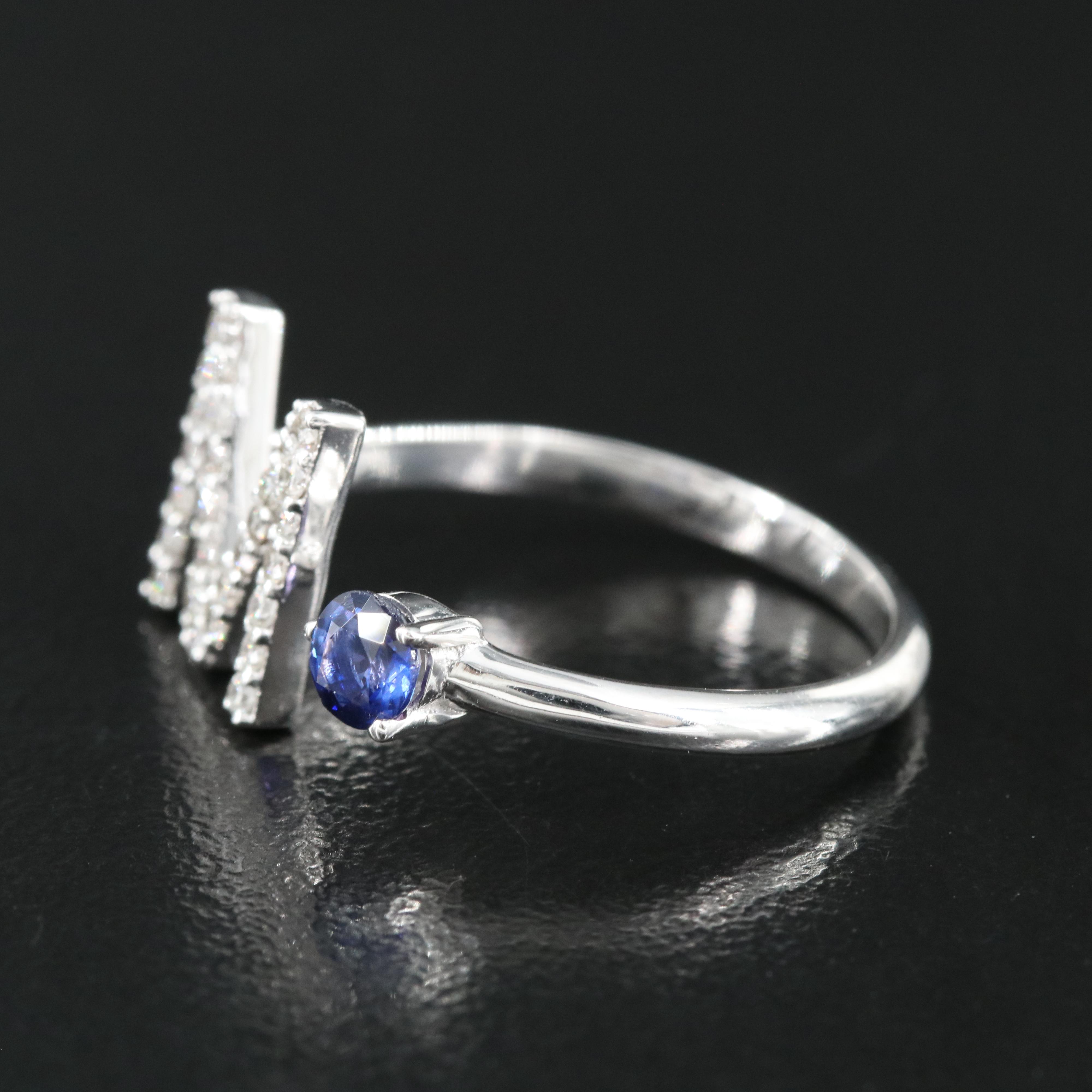14K Sapphire and Diamond "M" Initial Torque Ring