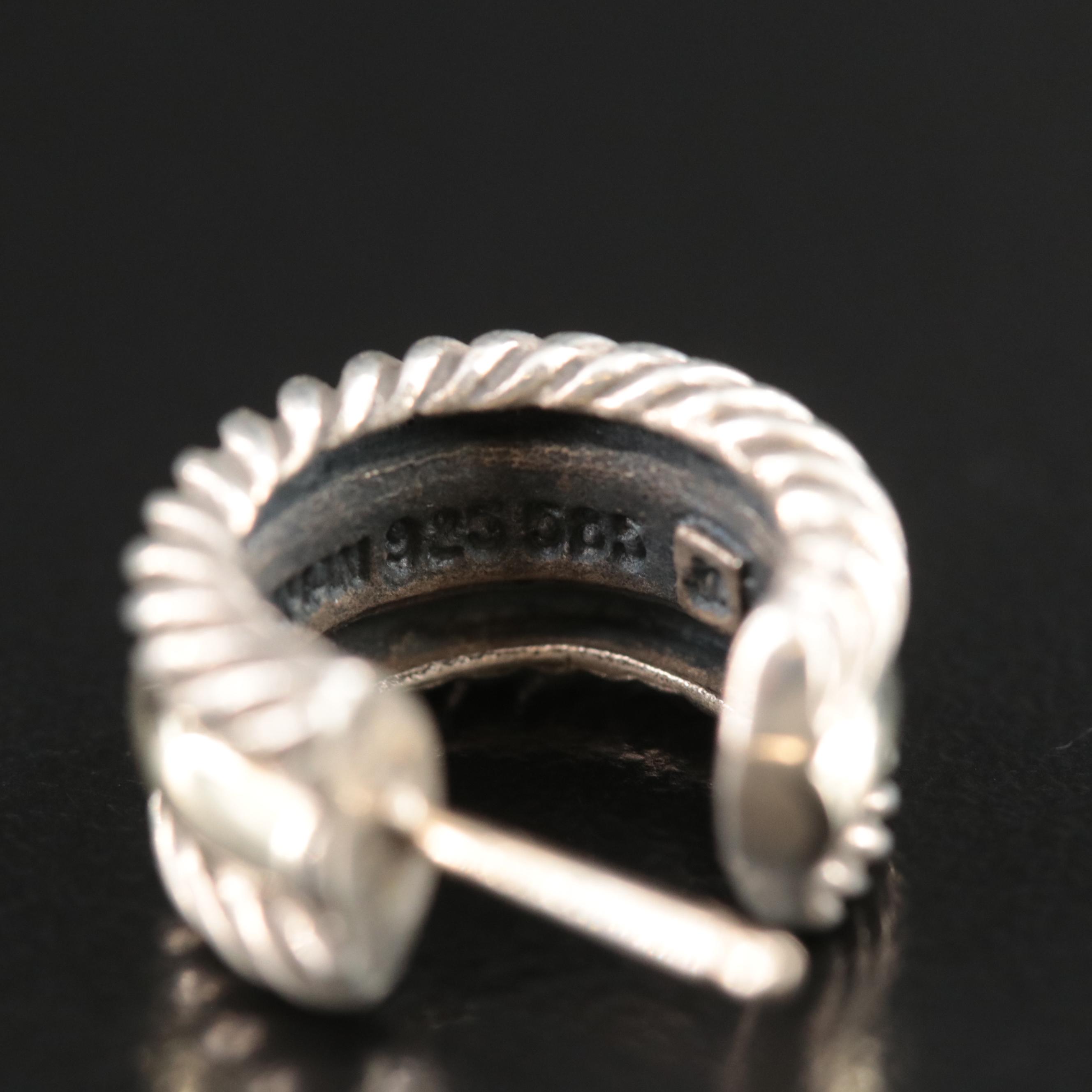 David Yurman Sterling and 14K Huggie Hoop Earrings