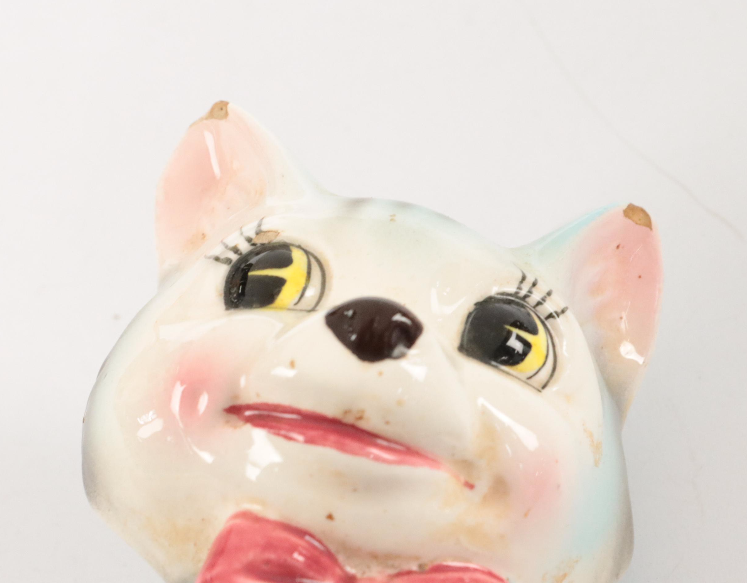 Ceramic Cat Shaped Light with Other Figurines and Decor